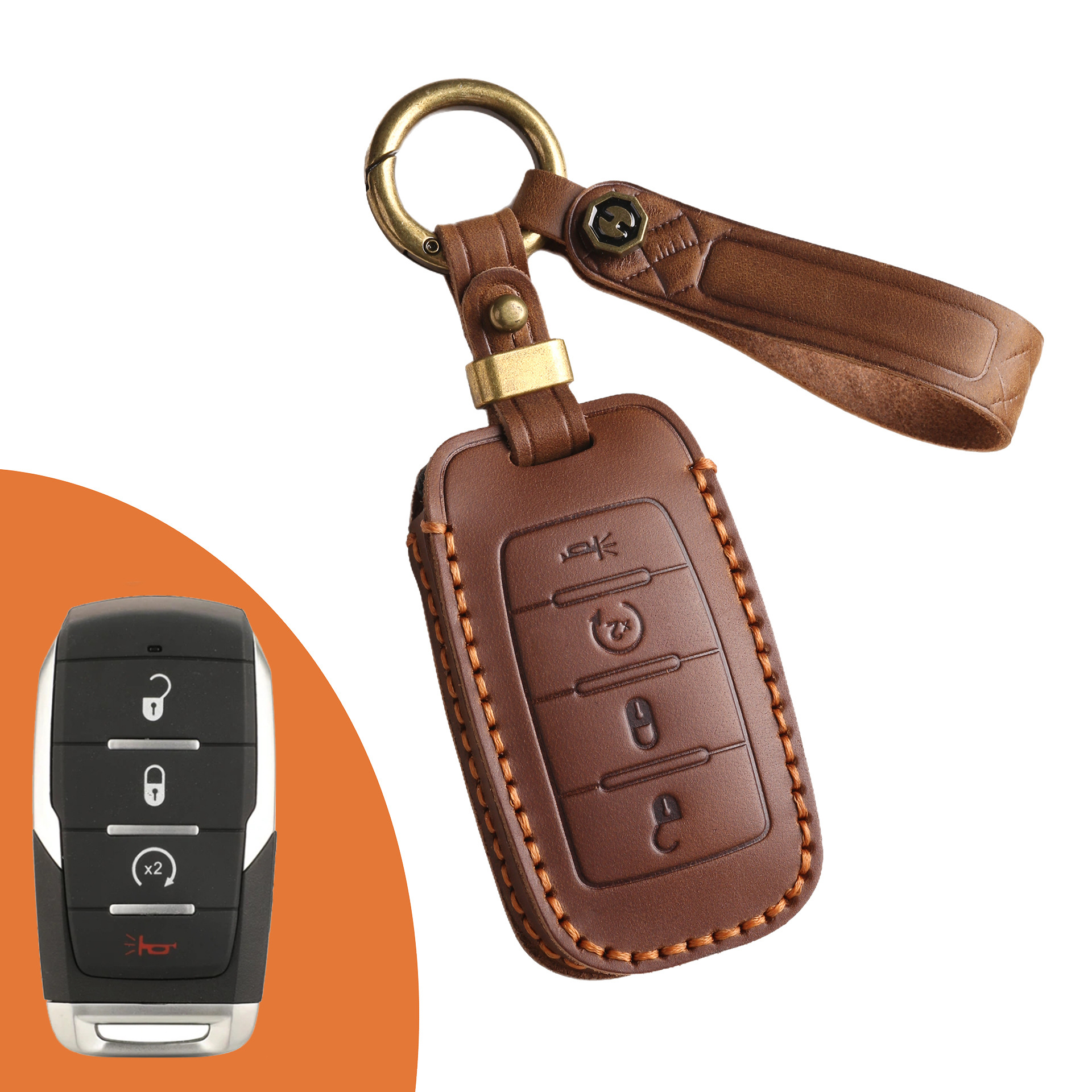 Key Fob Cover For Dodge,Crazy Horse Leather