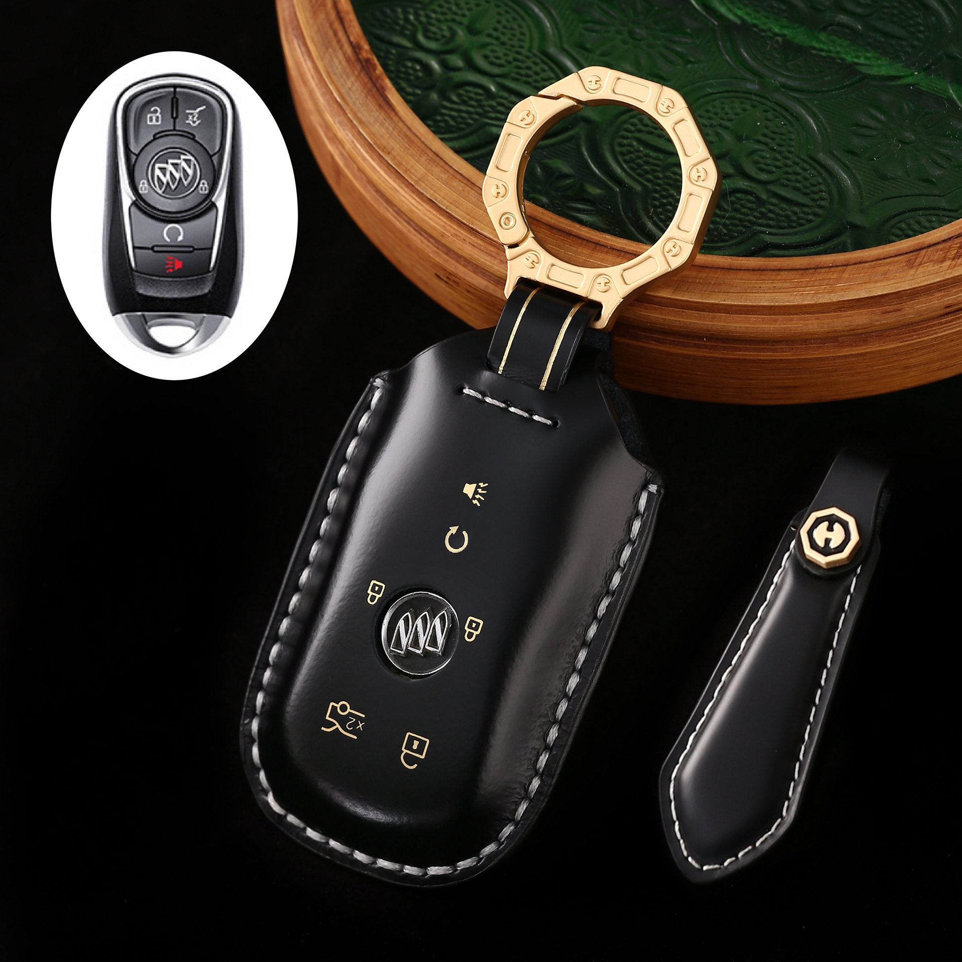Key Fob Cover For Buick,Cordovan Leather