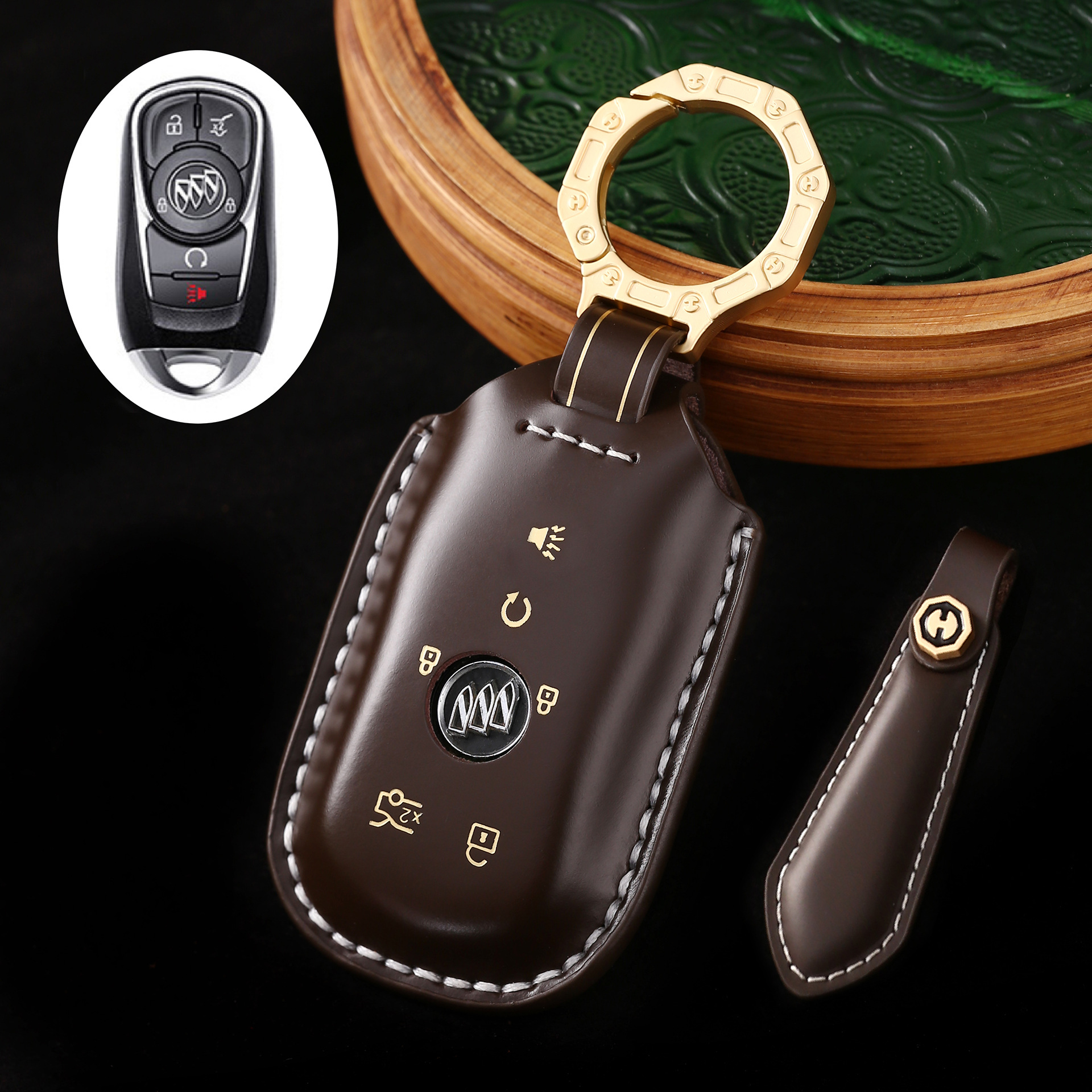 Key Fob Cover For Buick,Cordovan Leather