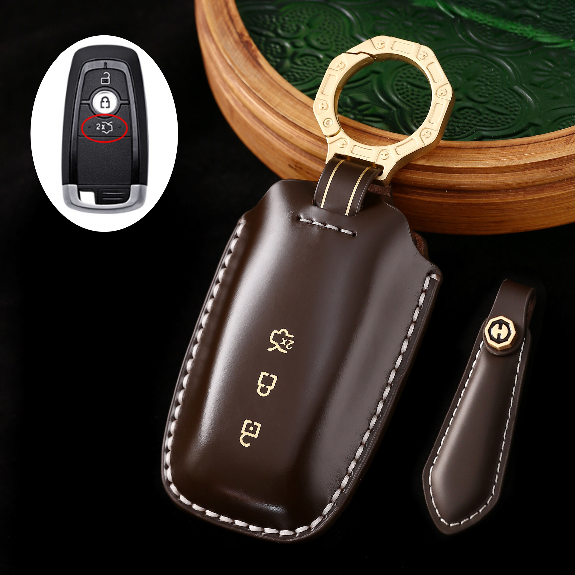 Key Fob Cover For Ford,Cordovan Leather