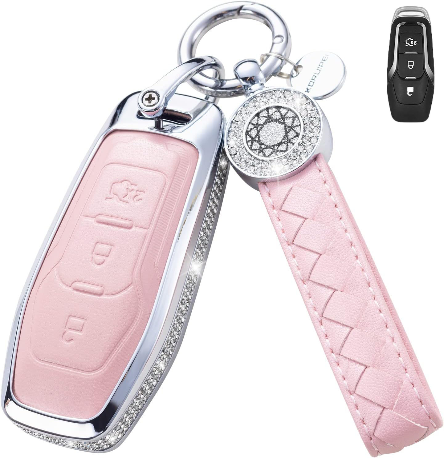 Key Fob Cover For Ford Metal-Diamond, Pink