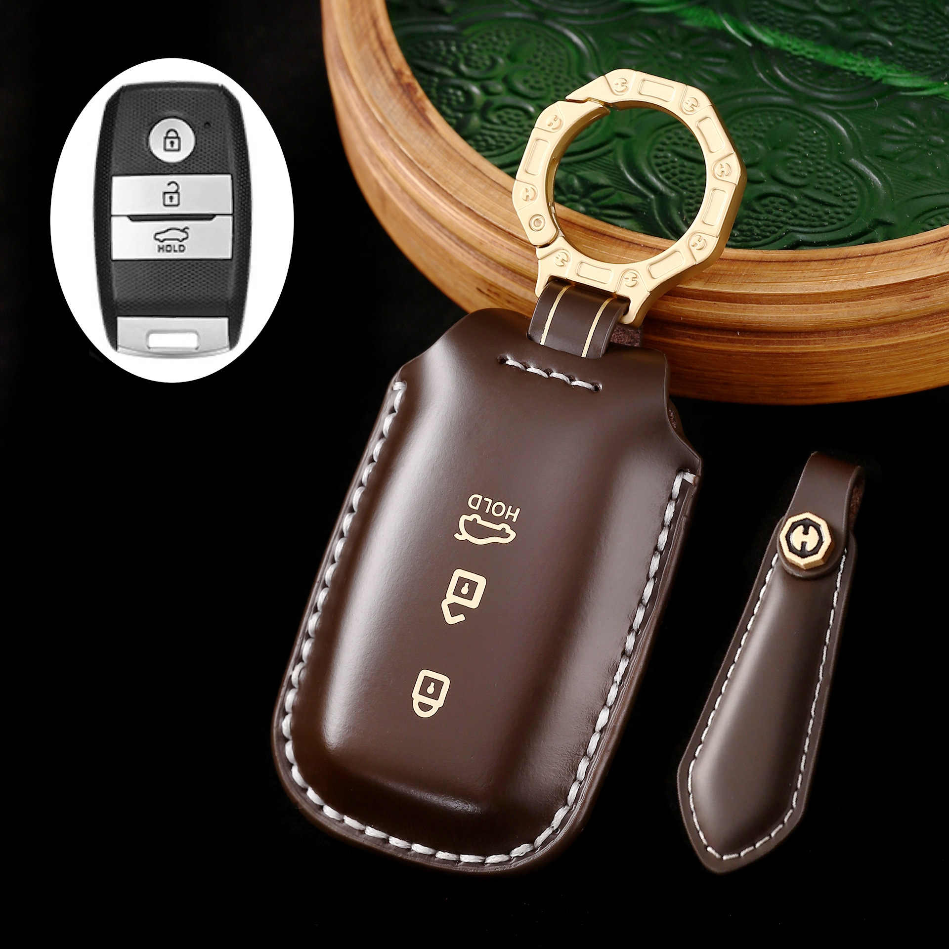 Key Fob Cover For Kia,Cordovan Leather