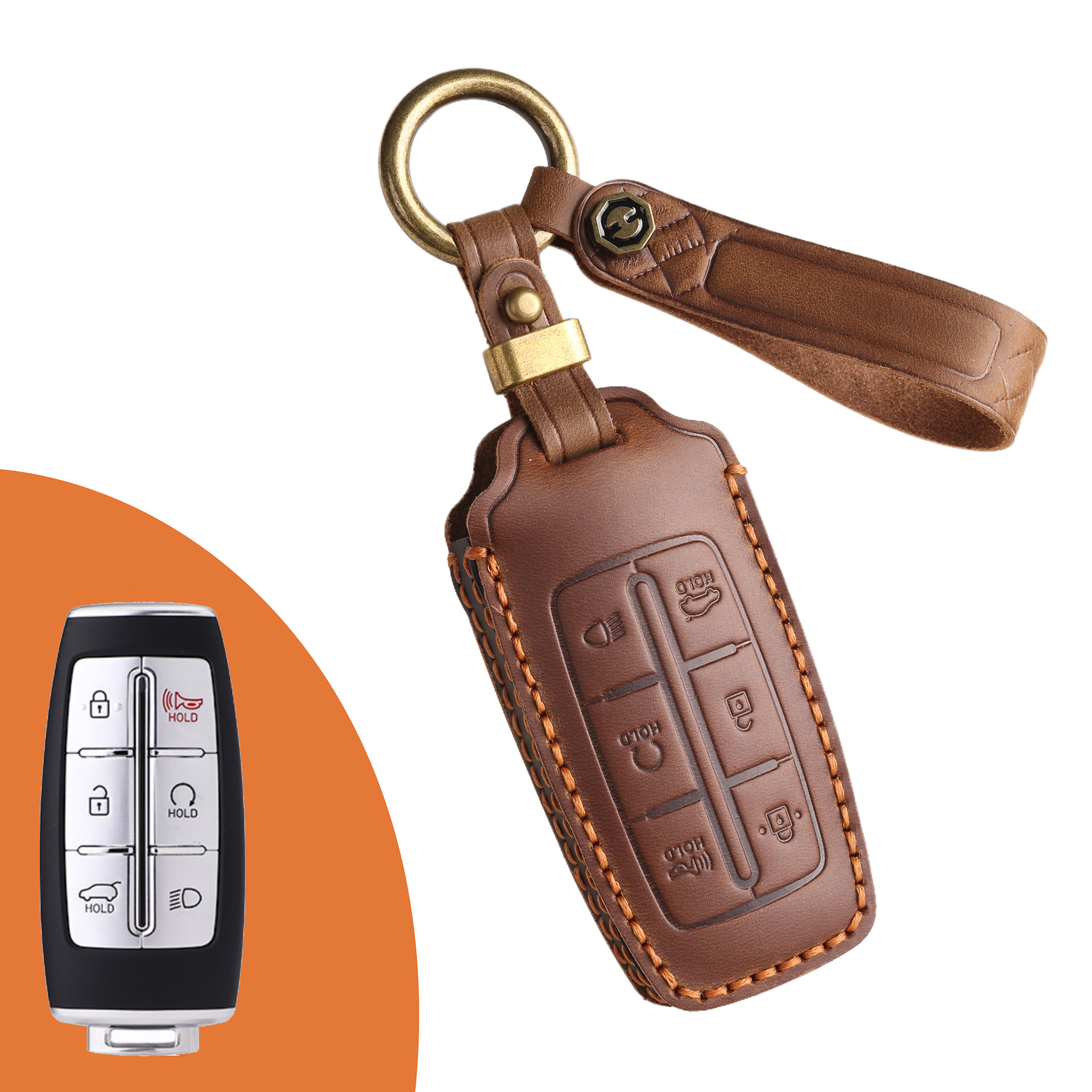 Key Fob Cover For Genesis,Crazy Horse Leather