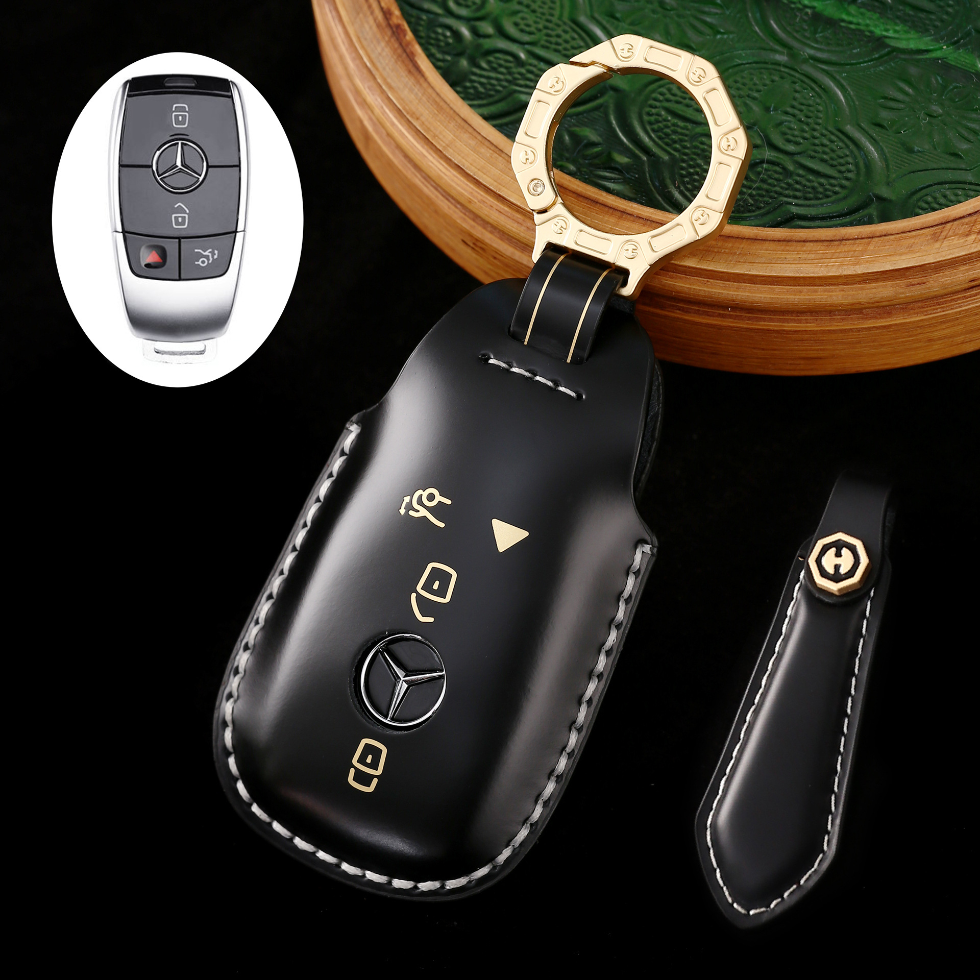 Key Fob Cover For Benz,Cordovan Leather