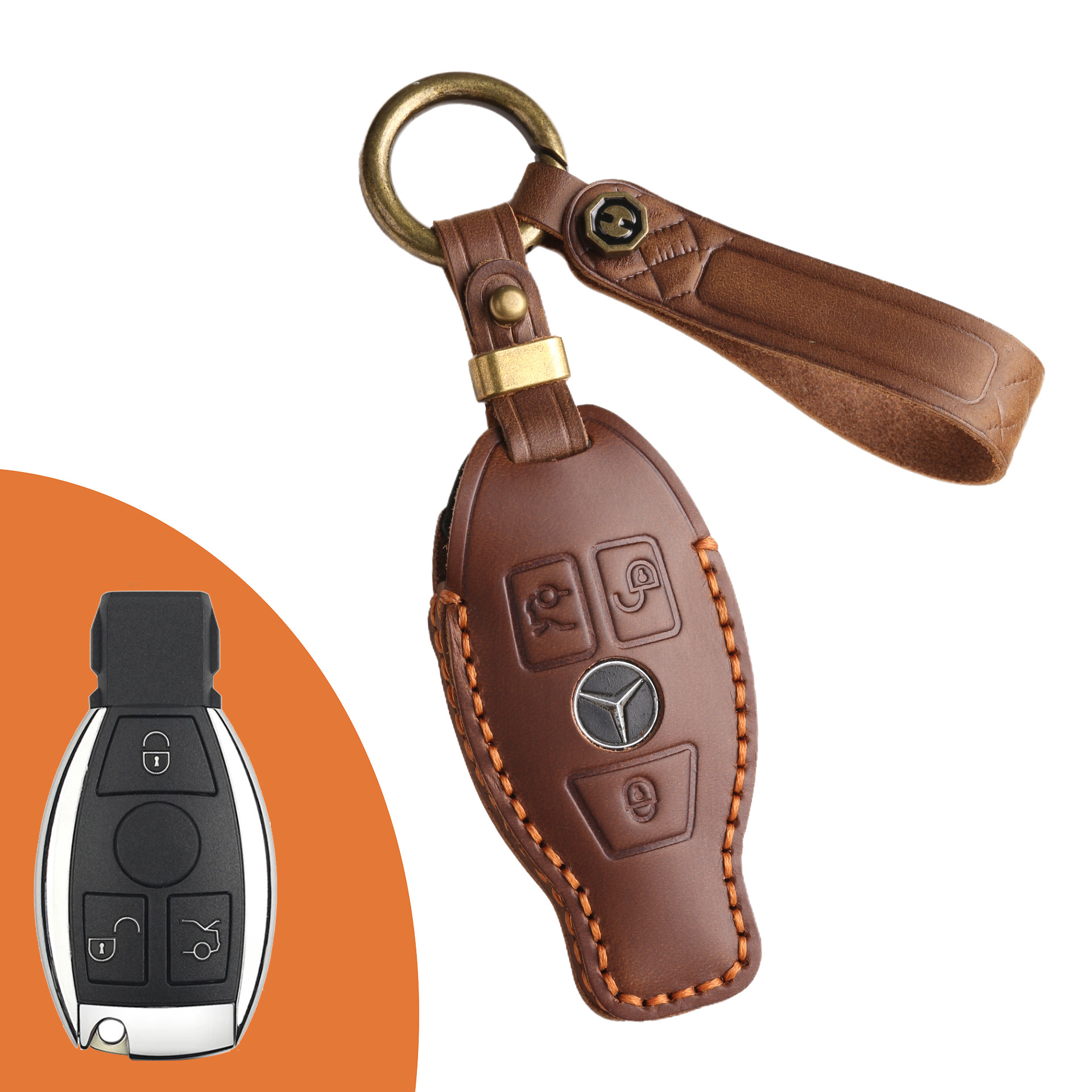 Key Fob Cover For Mercedes,Crazy Horse Leather