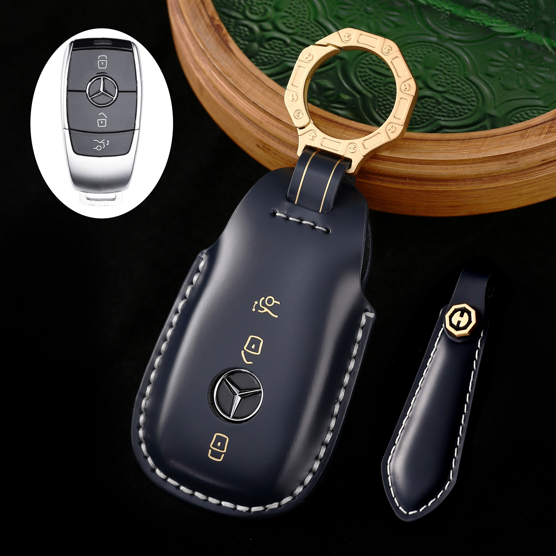 Key Fob Cover For Benz,Cordovan Leather