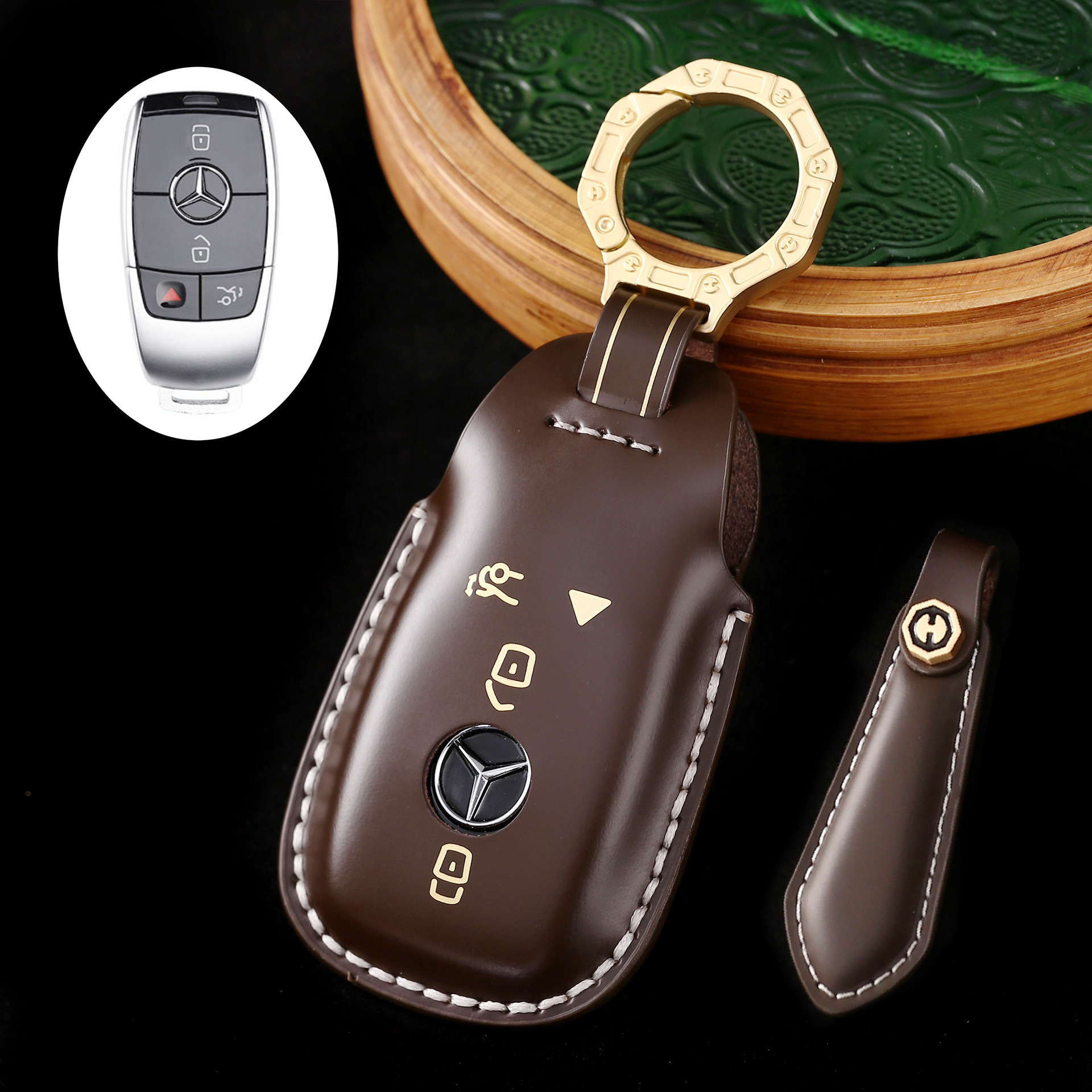 Key Fob Cover For Benz,Cordovan Leather