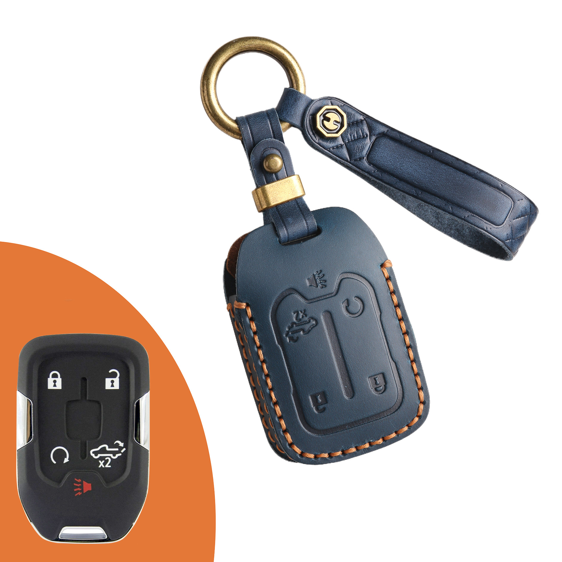 Key Fob Cover For GMC Sierra,Crazy Horse Leather