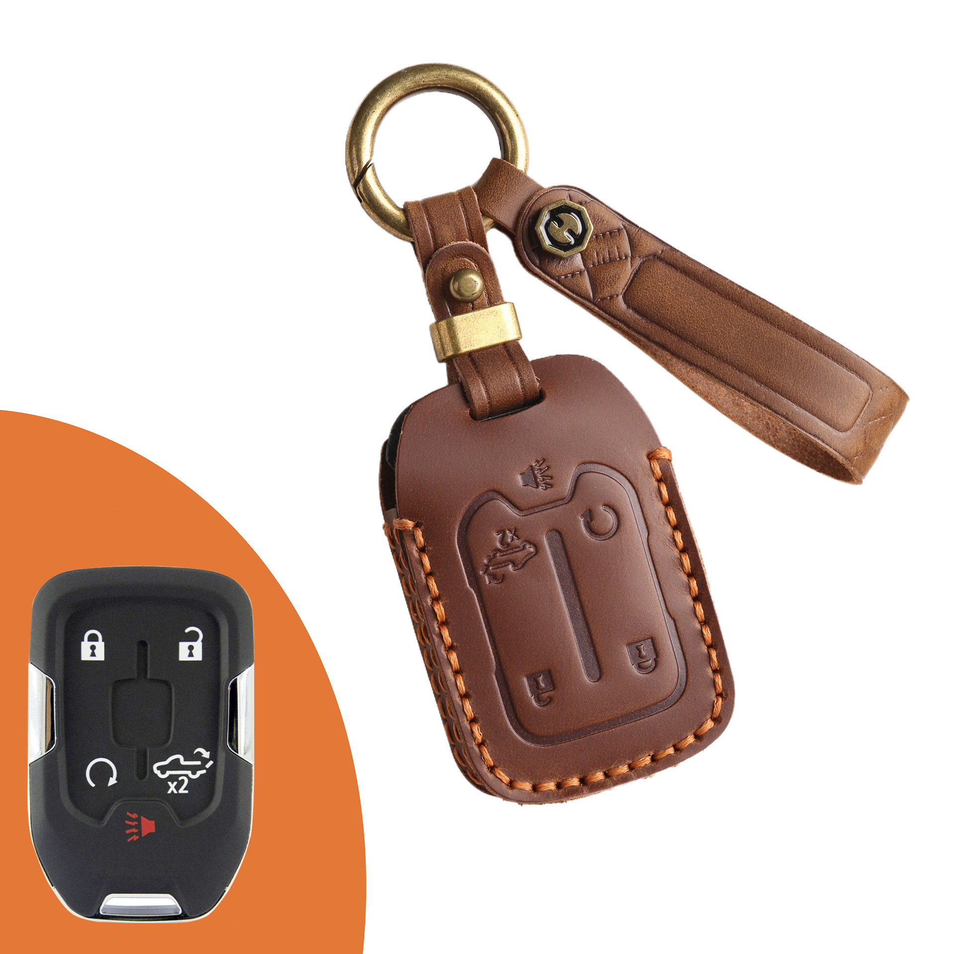 Key Fob Cover For GMC Sierra,Crazy Horse Leather