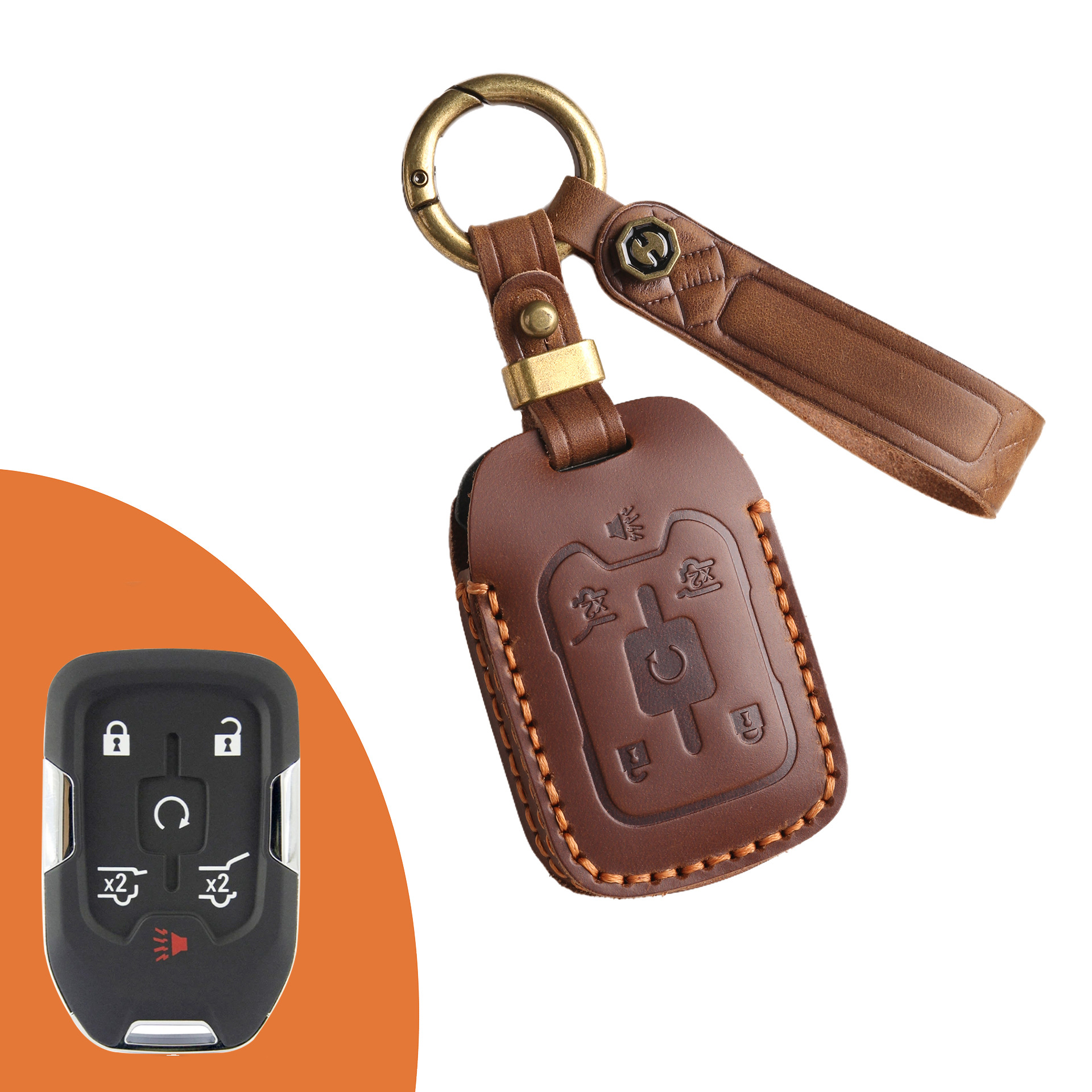Key Fob Cover For GMC Sierra,Crazy Horse Leather