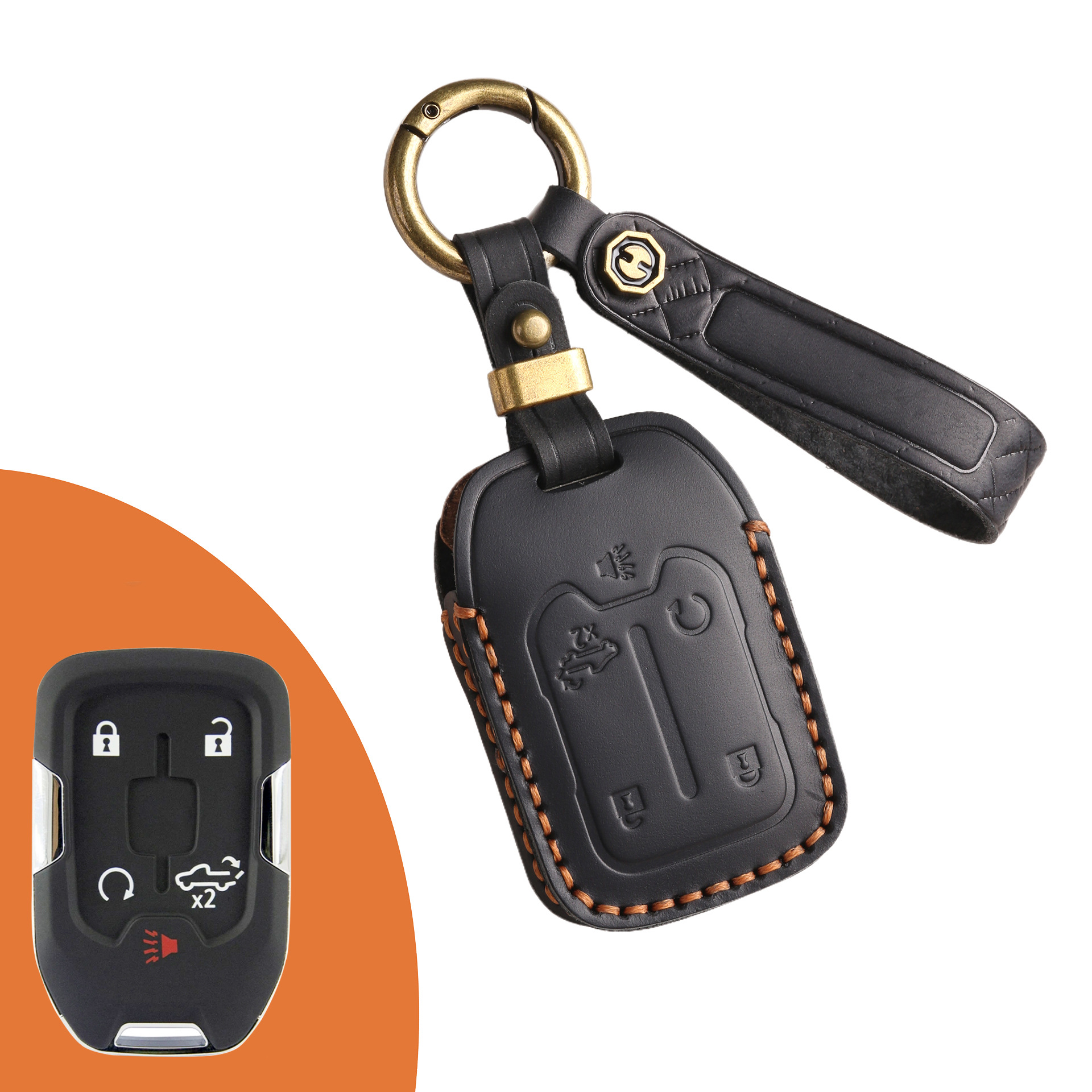 Key Fob Cover For GMC Sierra,Crazy Horse Leather