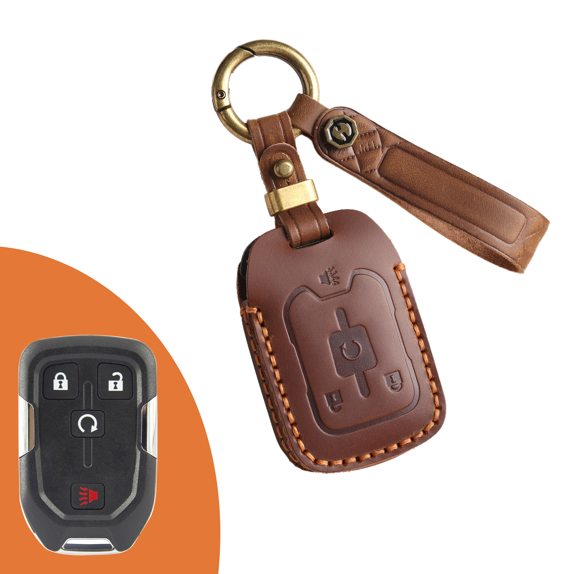 Key Fob Cover For GMC Sierra,Crazy Horse Leather