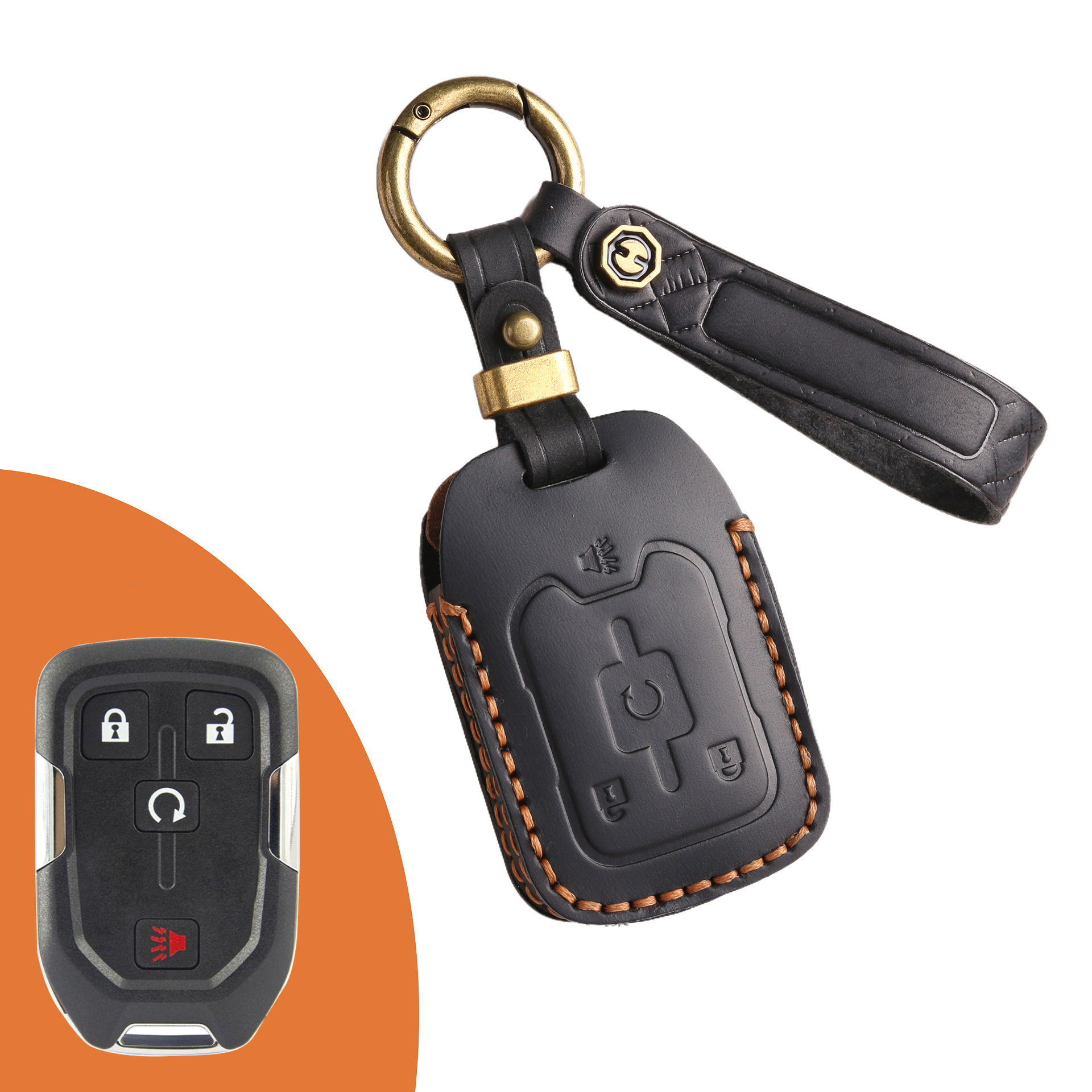 Key Fob Cover For GMC Sierra,Crazy Horse Leather