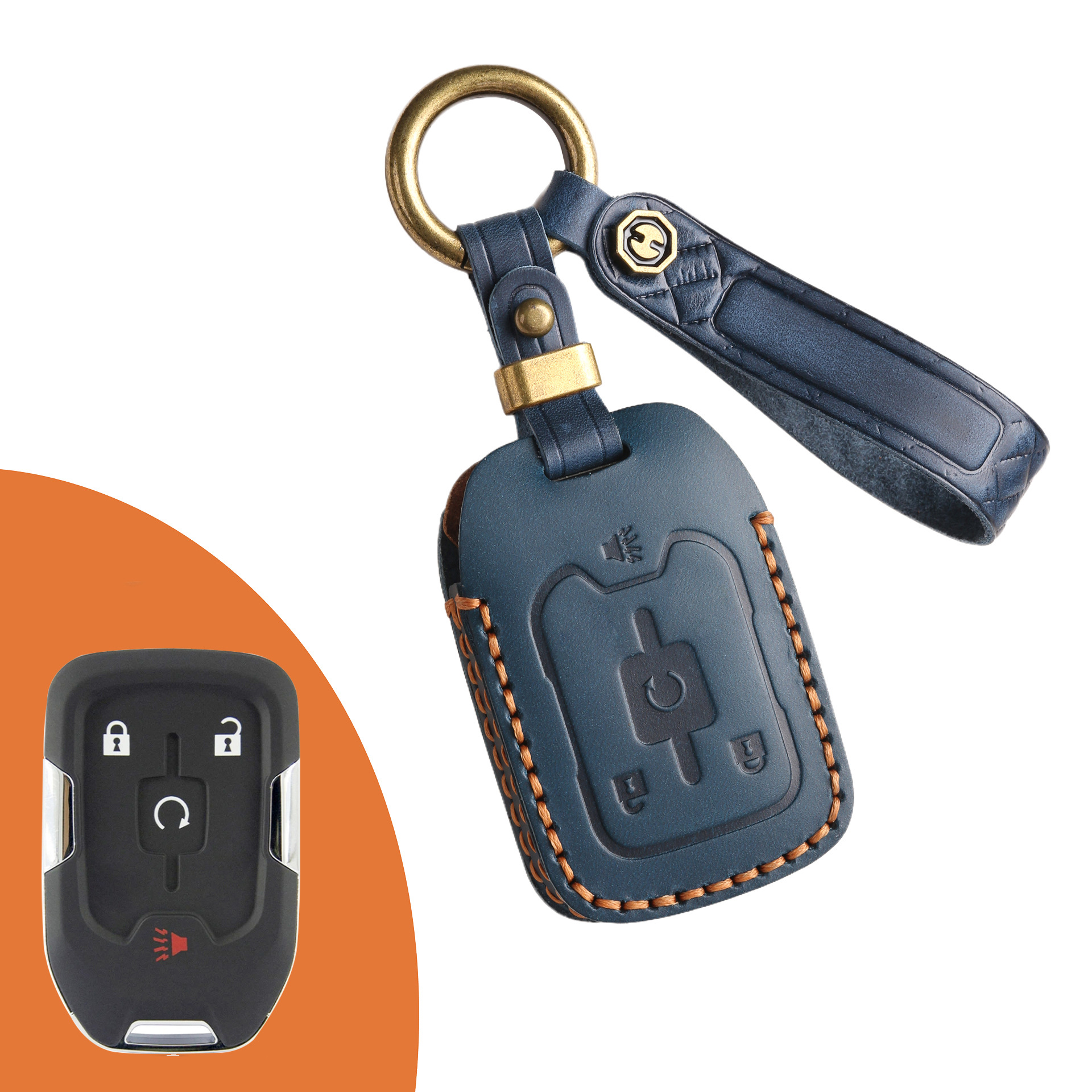 Key Fob Cover For GMC Sierra,Crazy Horse Leather