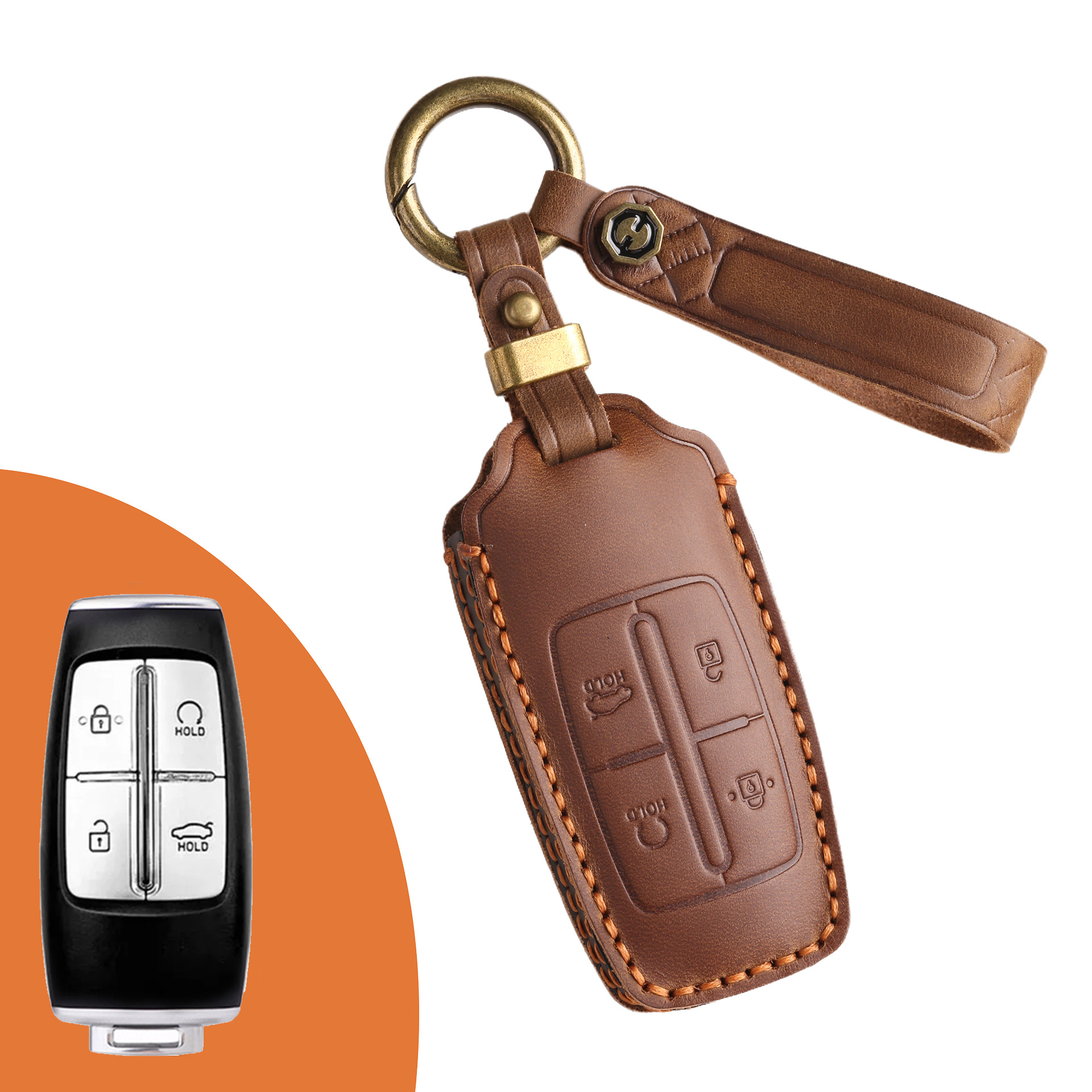 Key Fob Cover For Genesis,Crazy Horse Leather