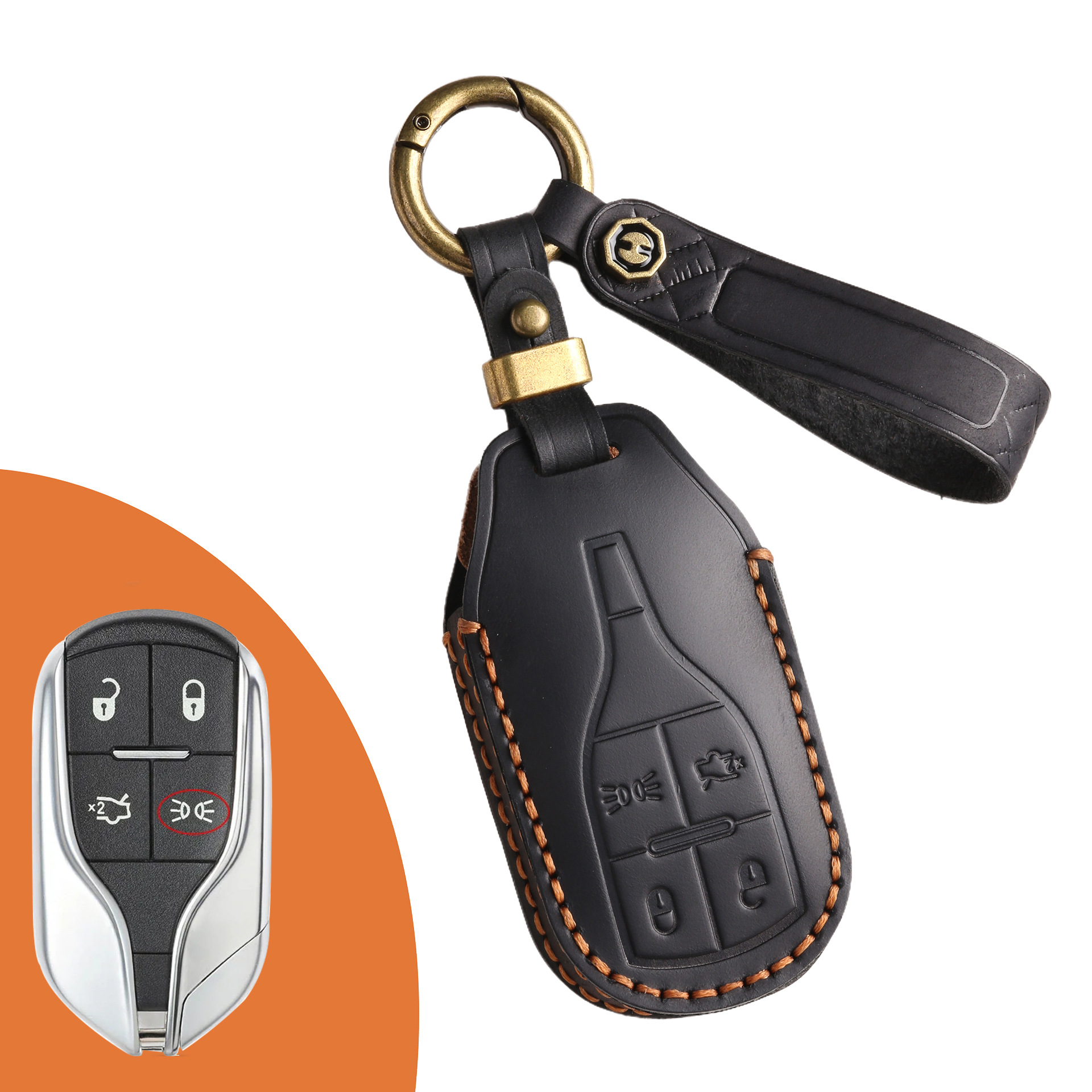 Key Fob Cover For Maserati,Crazy Horse Leather