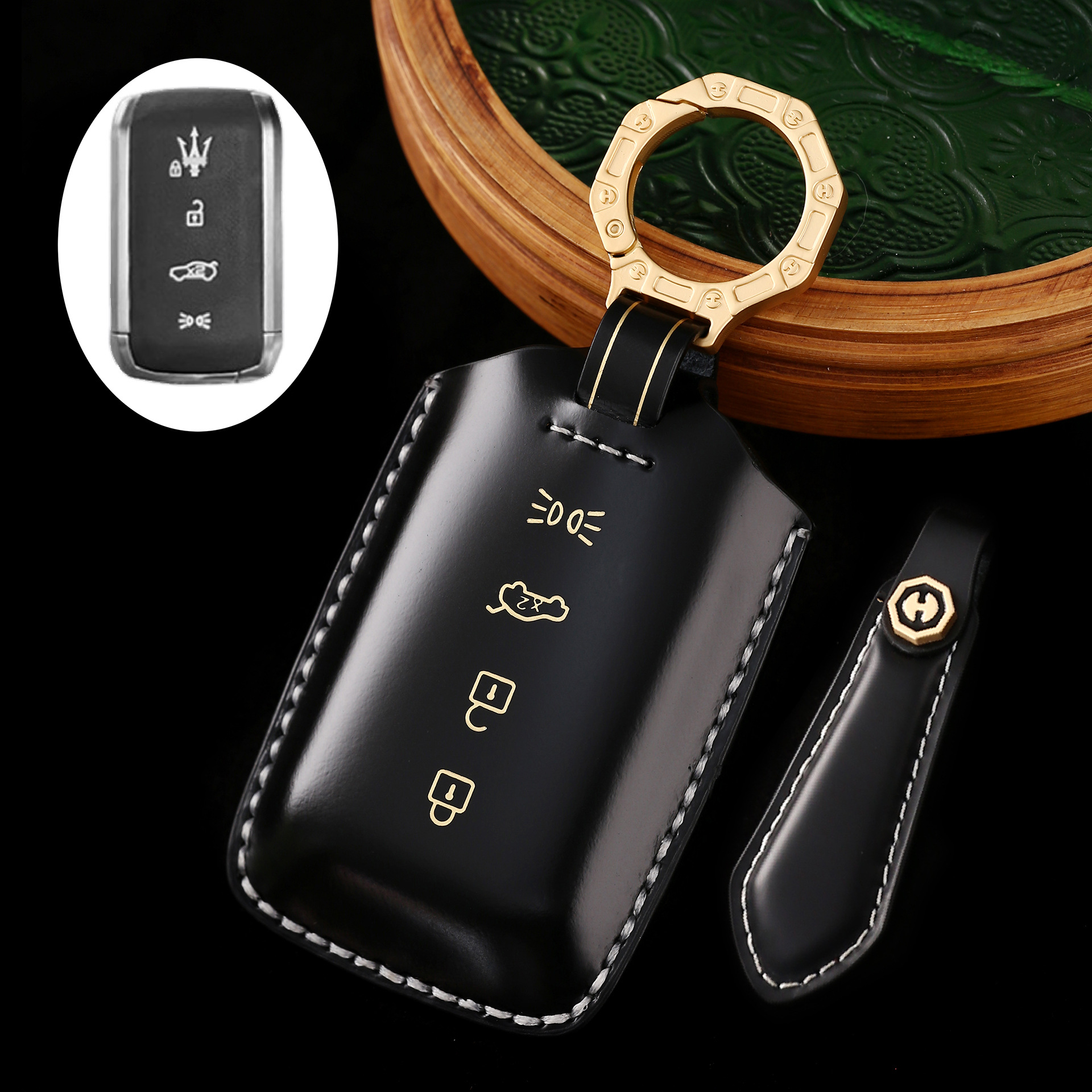 Key Fob Cover For Maserati Quattroporte,Cordovan Leather