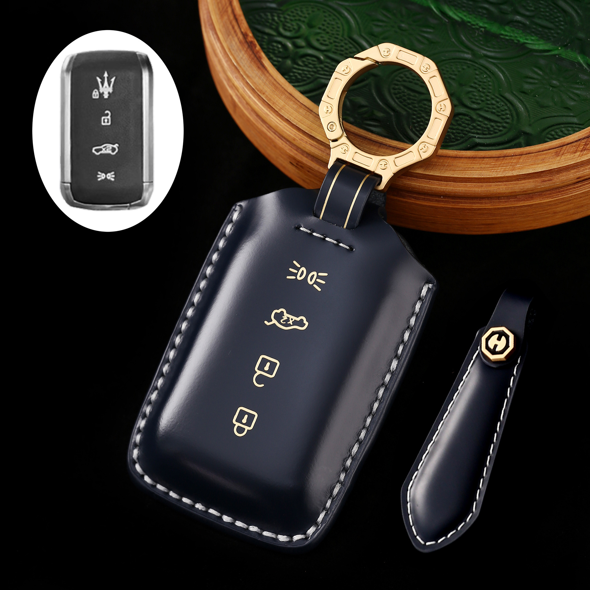 Key Fob Cover For Maserati Quattroporte,Cordovan Leather