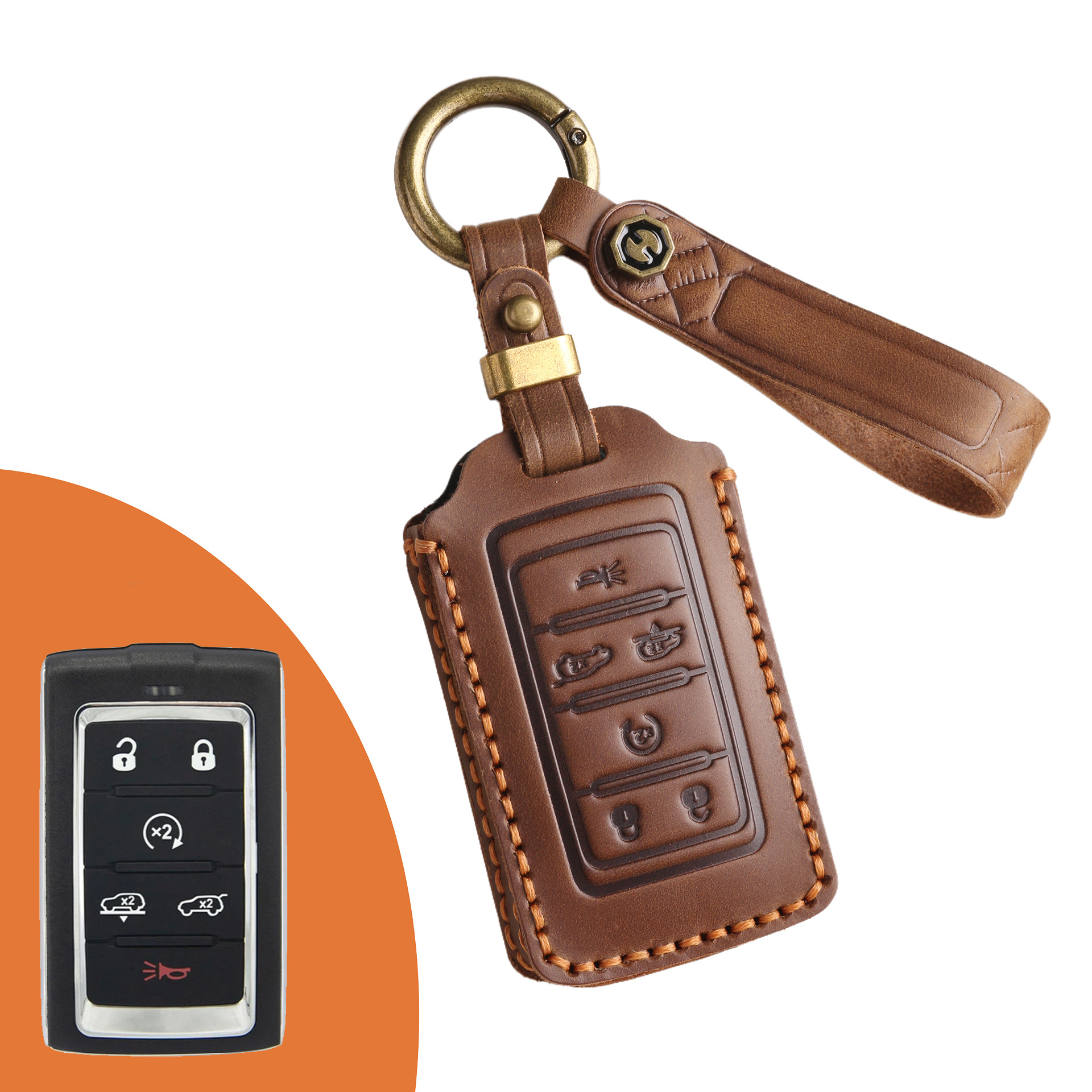 Key Fob Cover For Jeep Wrangler,Crazy Horse Leather
