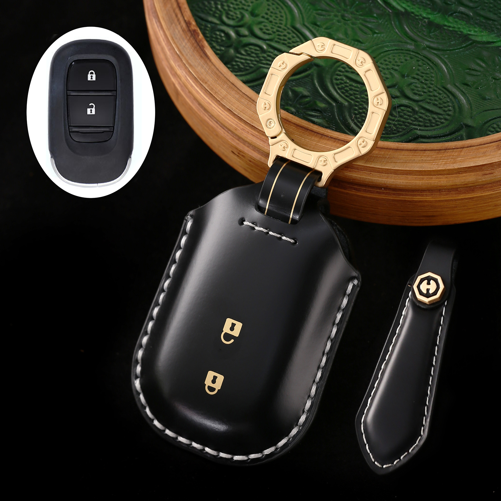 Key Fob Cover For Honda Fit,Cordovan Leather