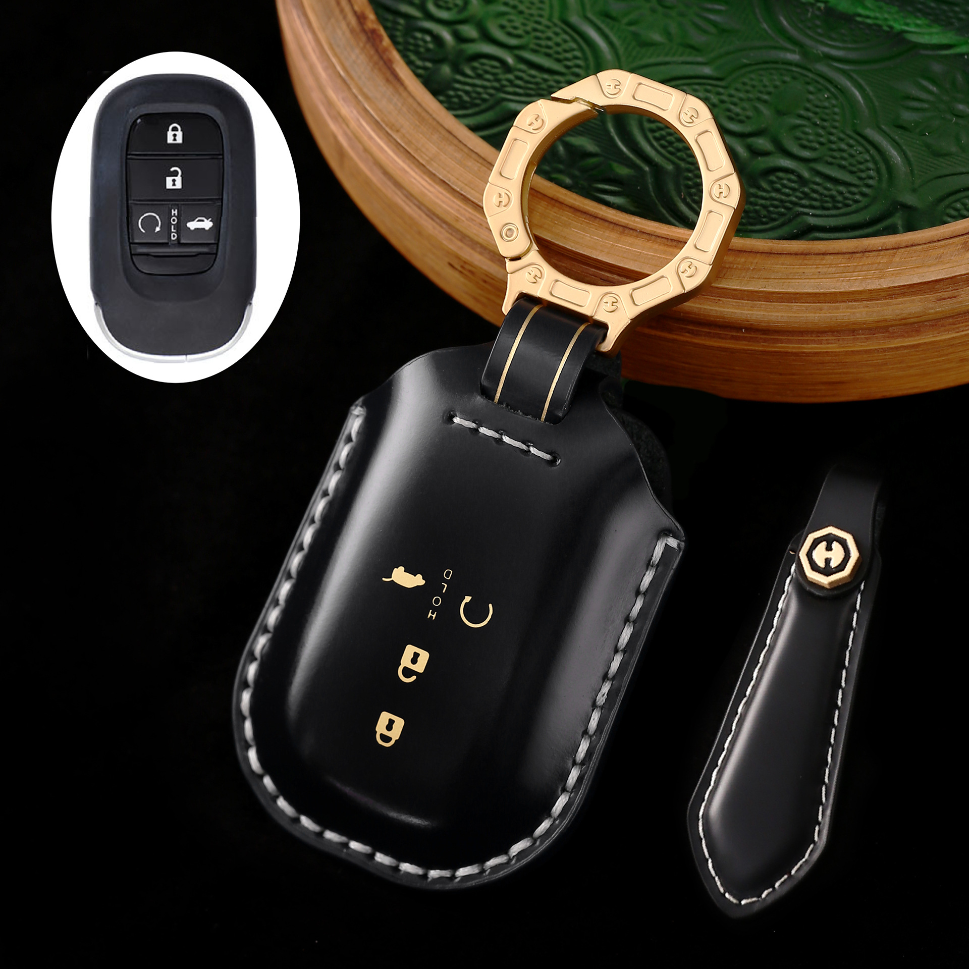 Key Fob Cover For Honda Fit,Cordovan Leather