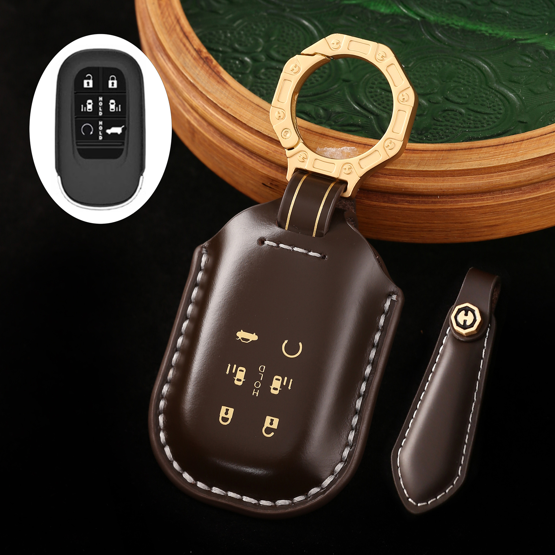 Key Fob Cover For Honda Fit,Cordovan Leather