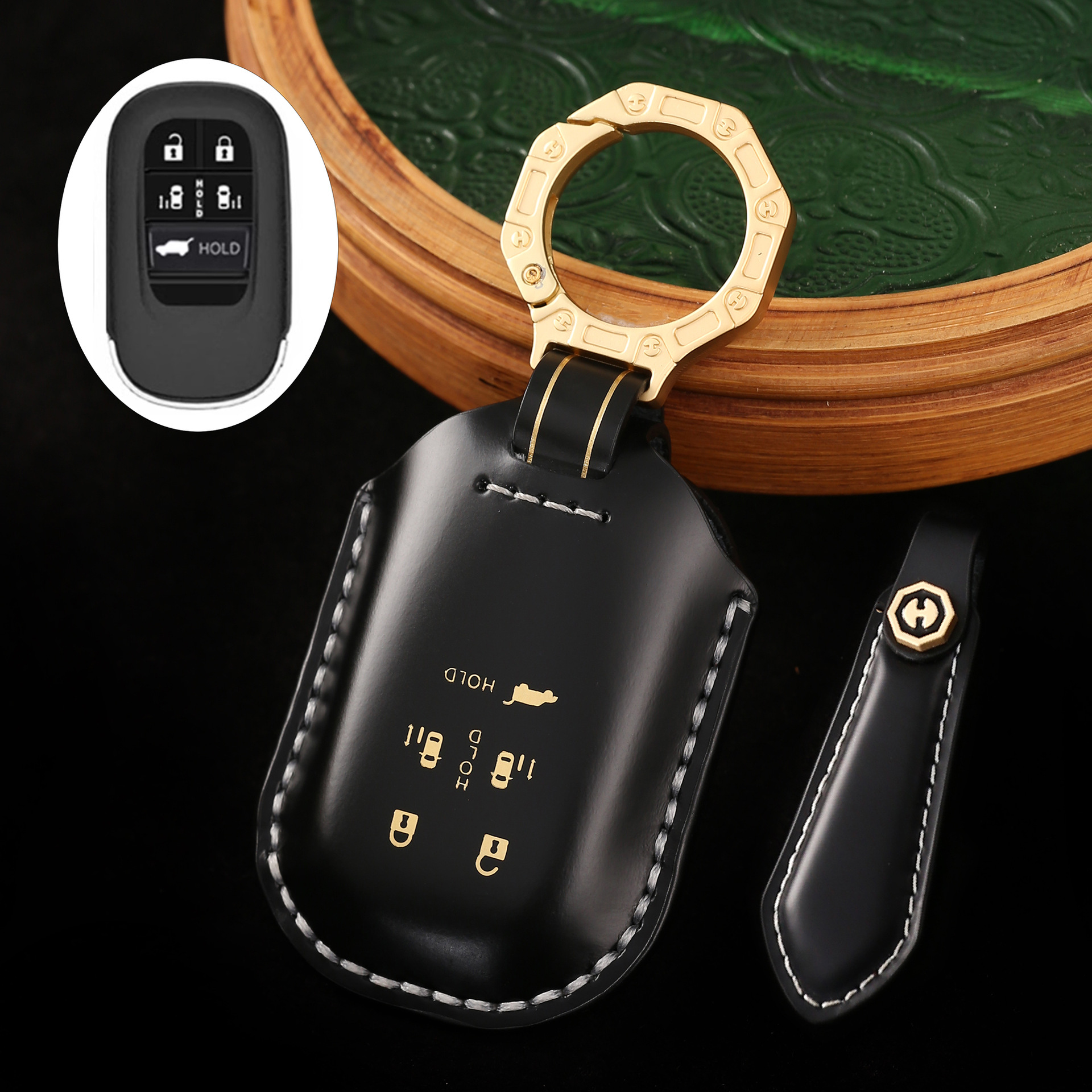 Key Fob Cover For Honda Fit,Cordovan Leather