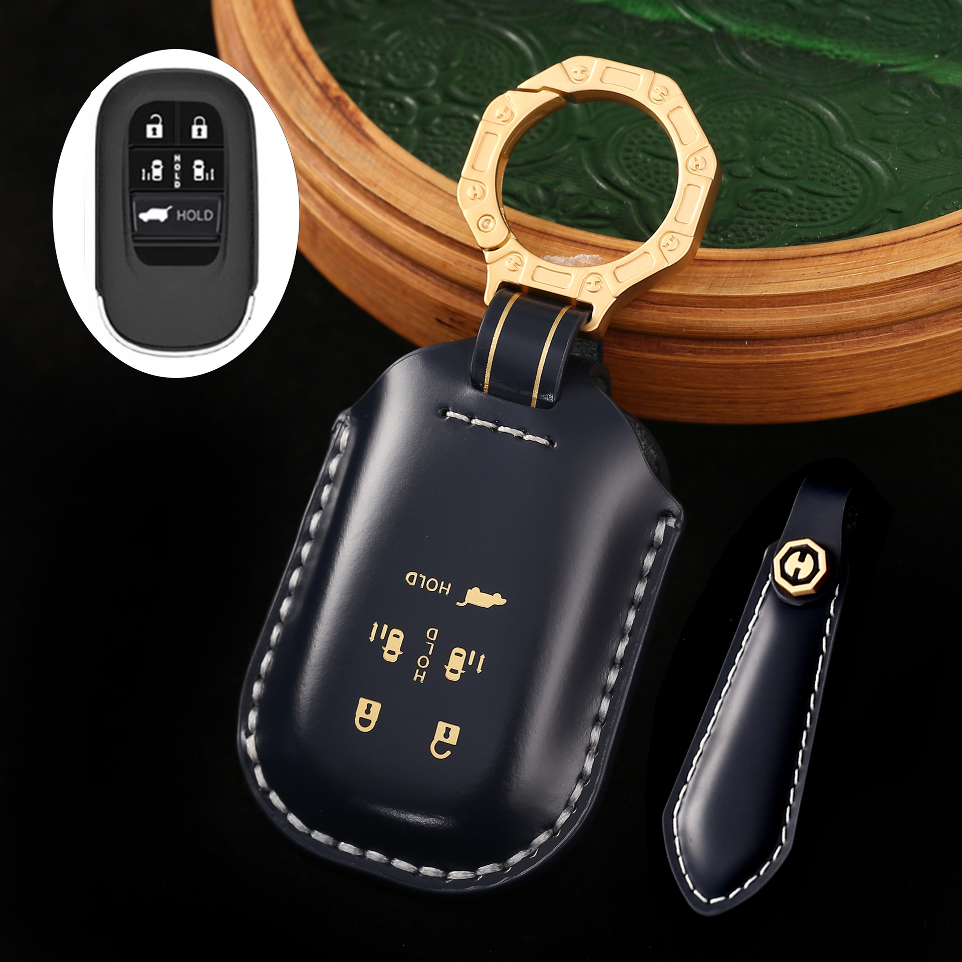 Key Fob Cover For Honda Fit,Cordovan Leather