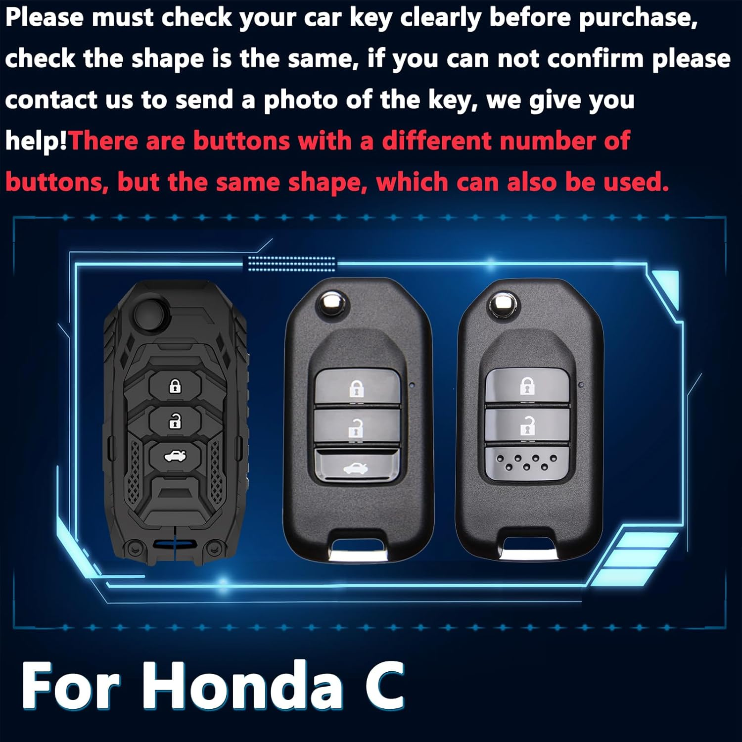 Key Fob Cover For Honda Fit,Metal-Mecha