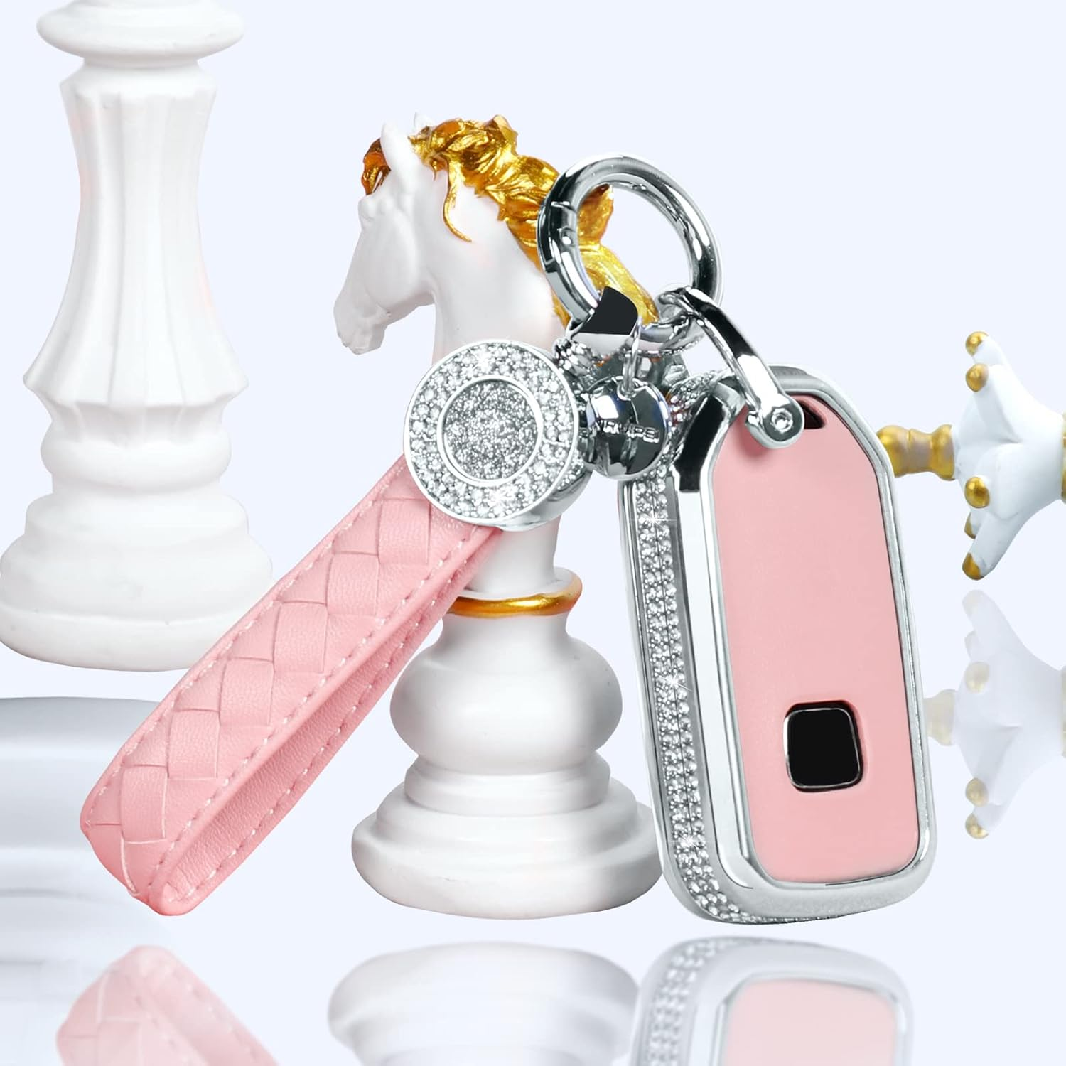 Key Fob Cover For Honda  Metal-Diamond, Pink