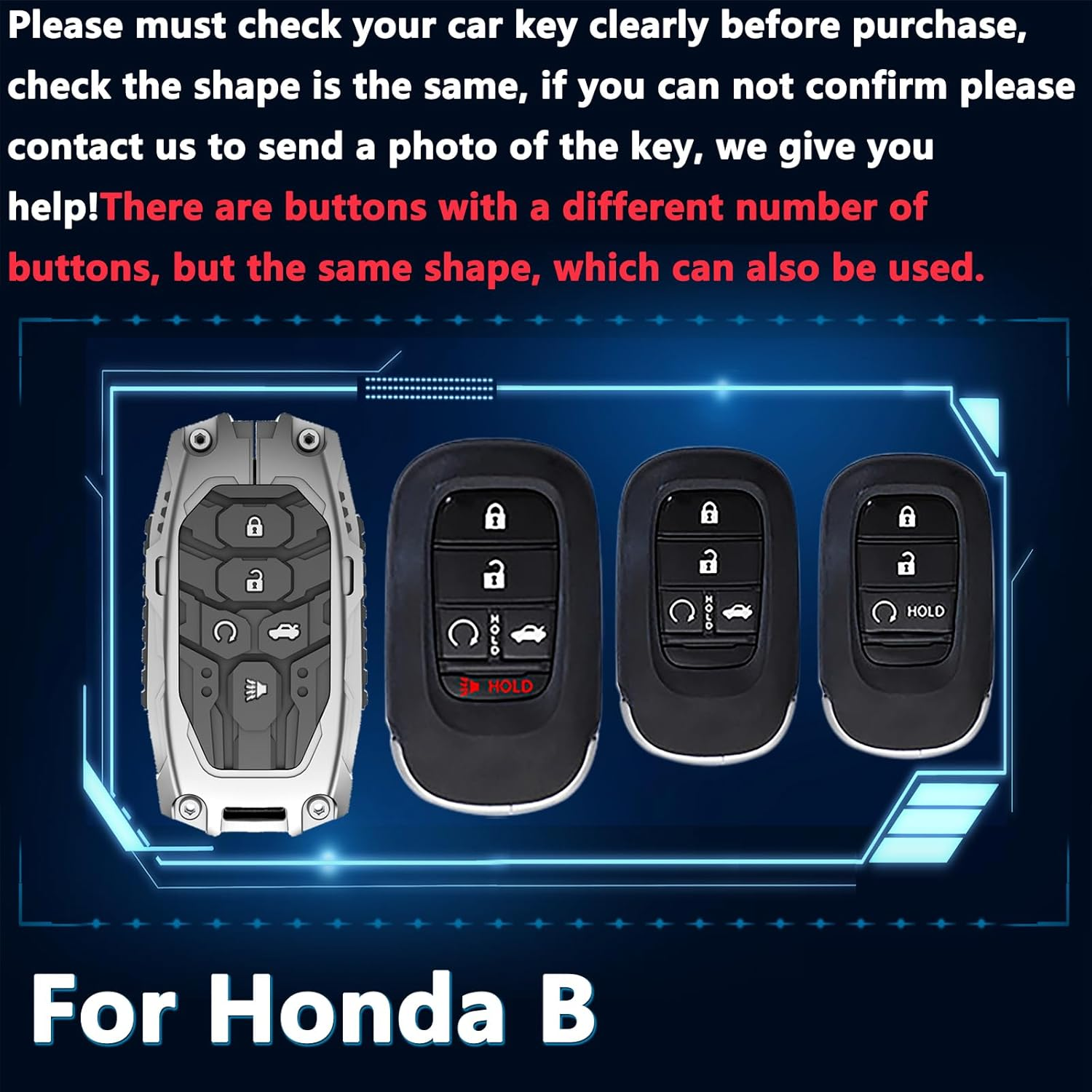 Key Fob Cover For Honda CRV,Metal-Mecha