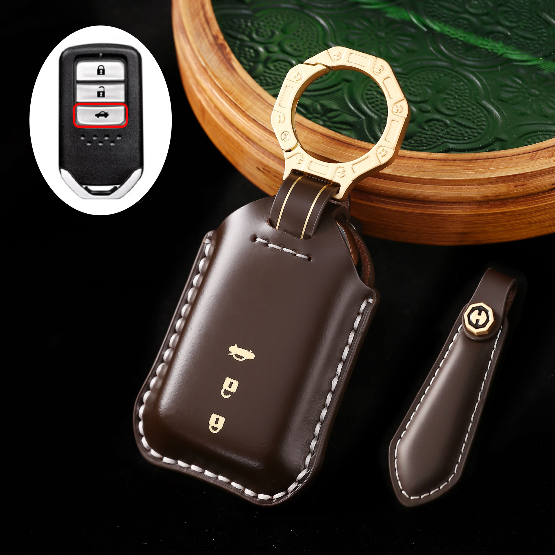 Key Fob Cover For Honda,Cordovan Leather