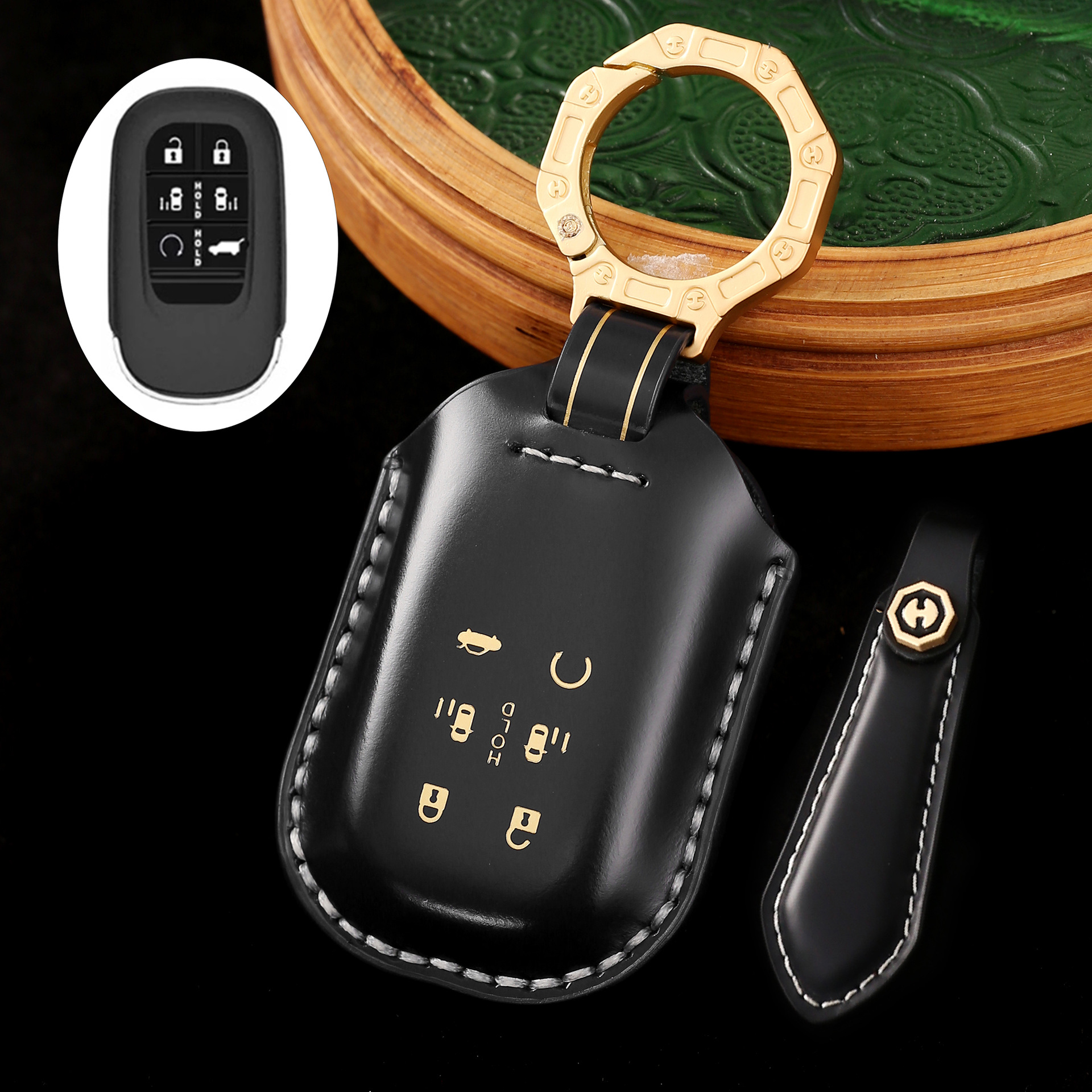 Key Fob Cover For Honda Fit,Cordovan Leather
