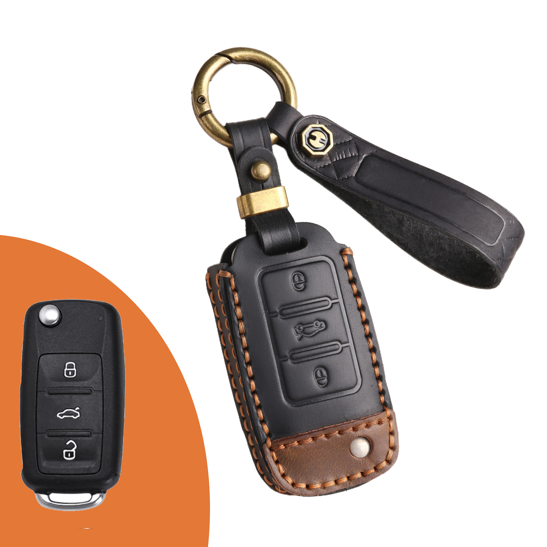 Key Fob Cover For Volkswagen,Crazy Horse Leather