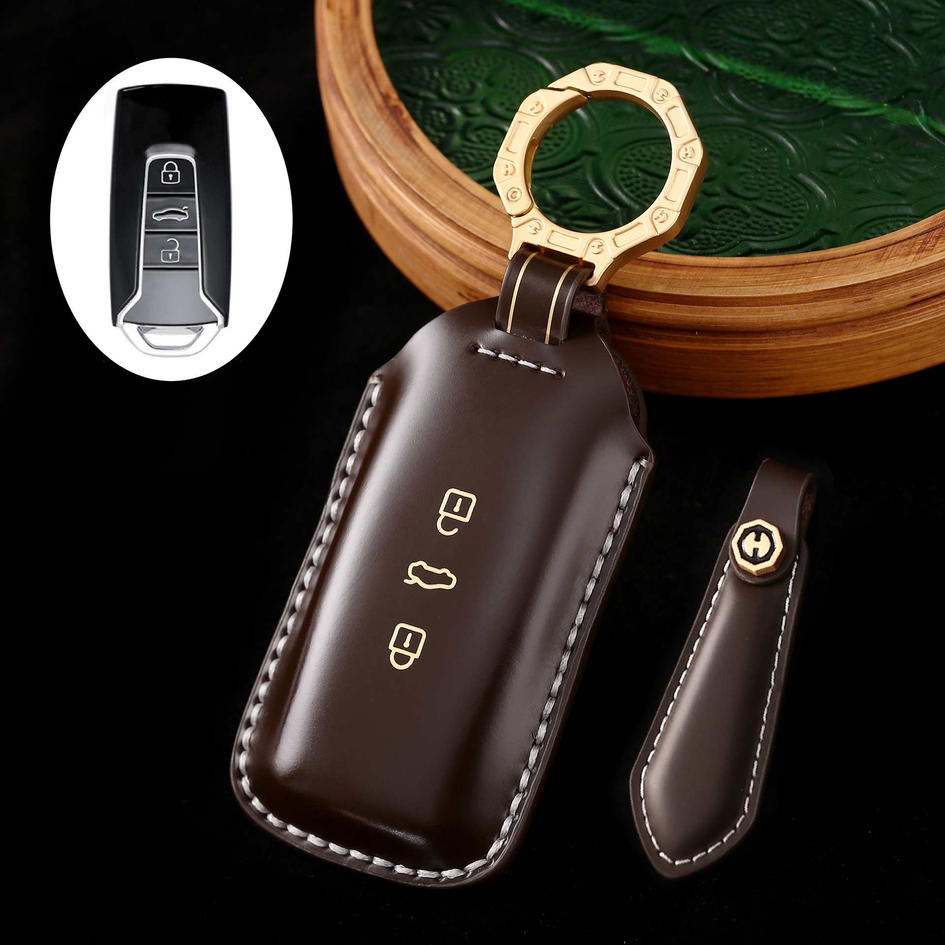 Key Fob Cover For VW Passat,Cordovan Leather