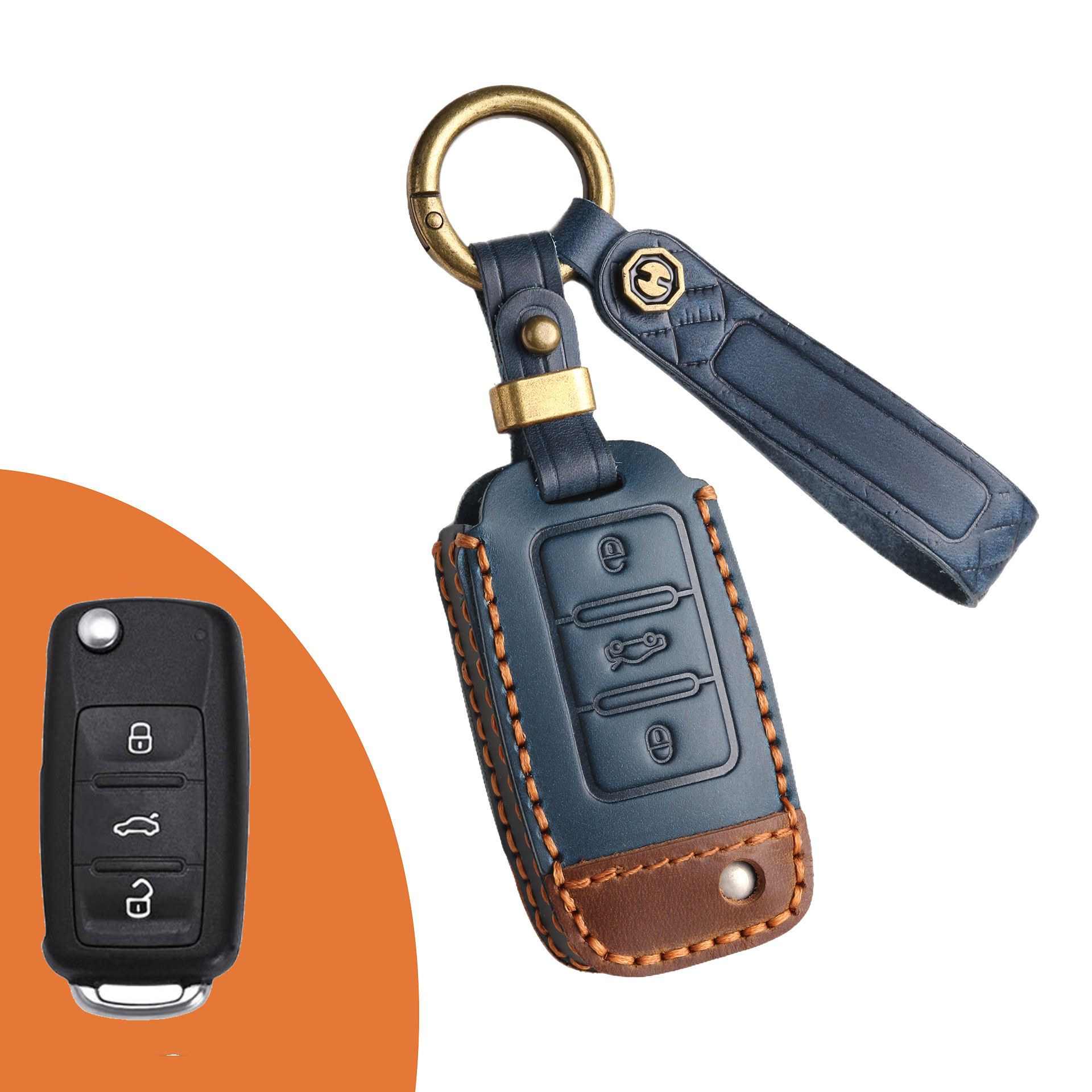 Key Fob Cover For Volkswagen,Crazy Horse Leather