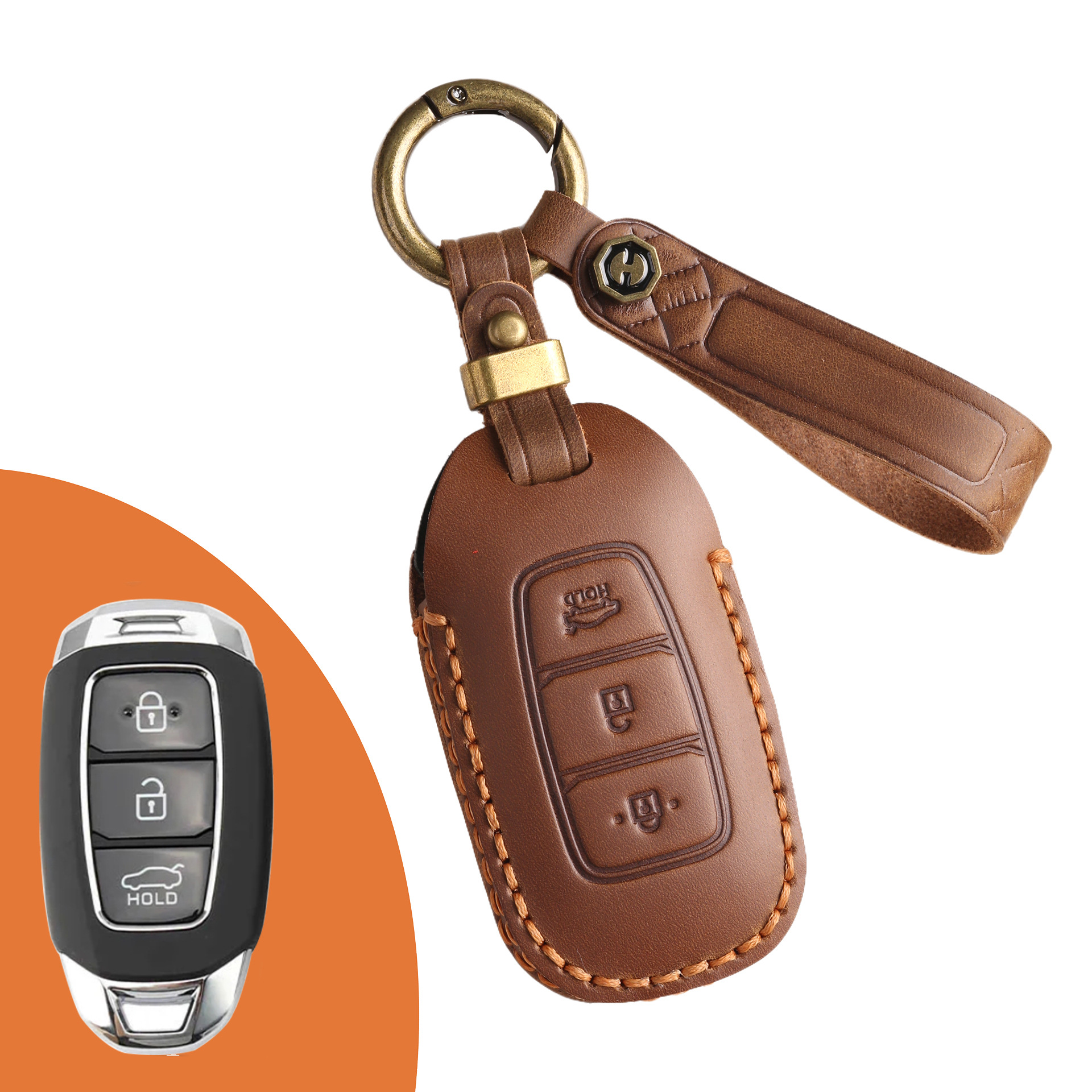 Key Fob Cover For Hyundai Elantra,Crazy Horse Leather