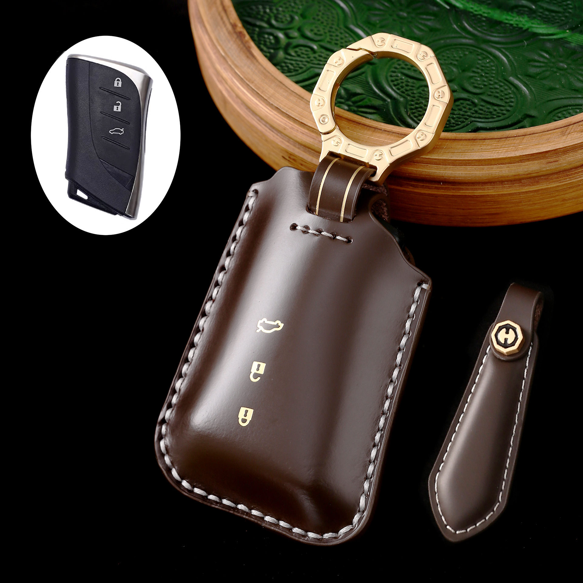 Key Fob Cover For Lexus ES,Cordovan Leather