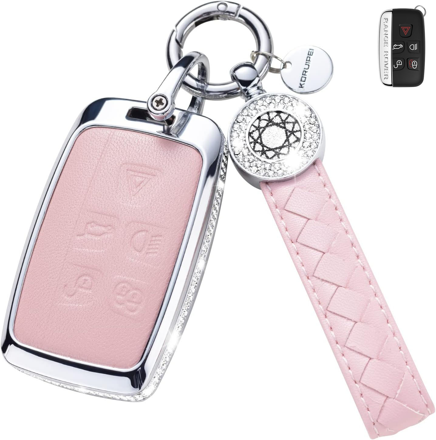 Key Fob Cover For Land rover Metal-Diamond, Pink