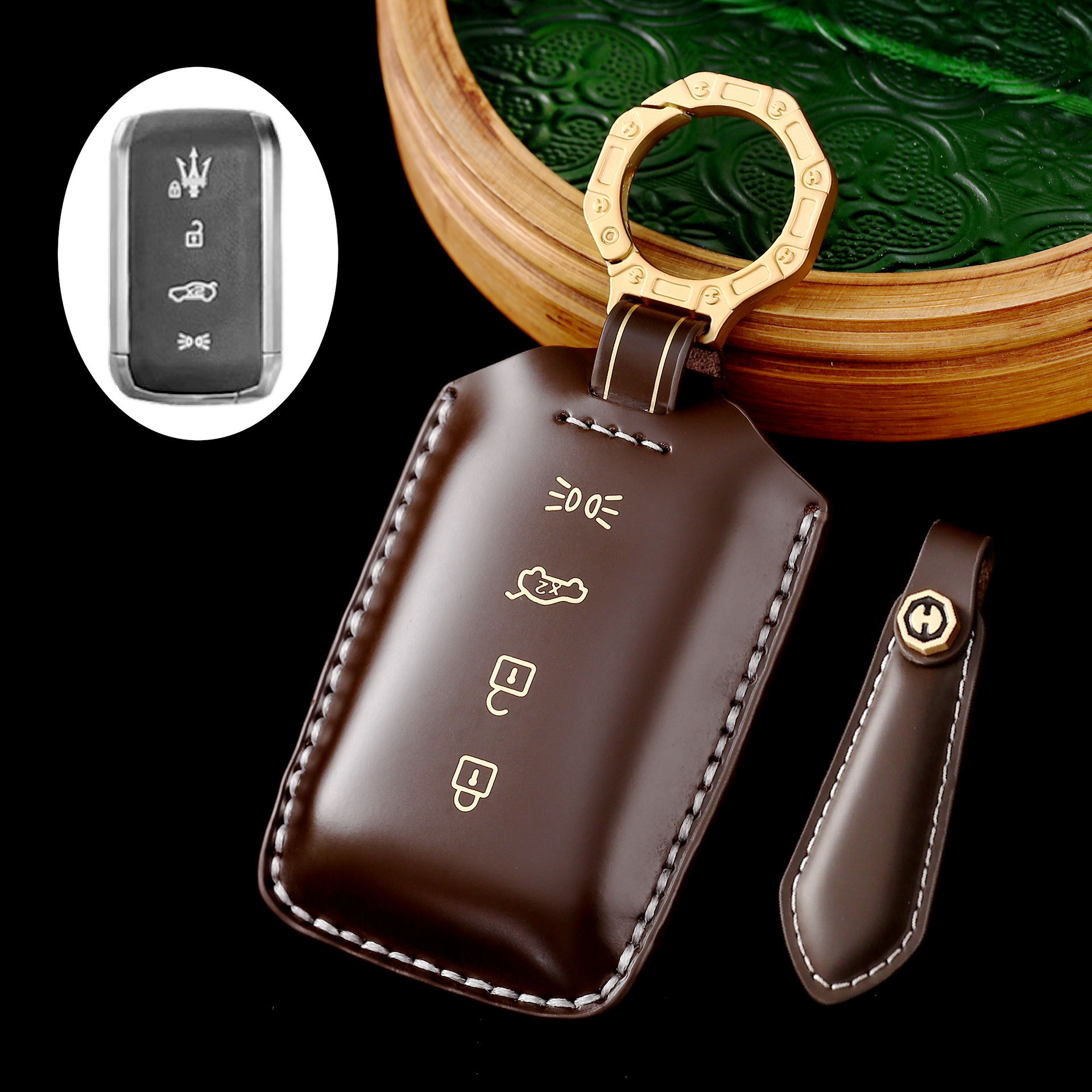 Key Fob Cover For Maserati Quattroporte,Cordovan Leather
