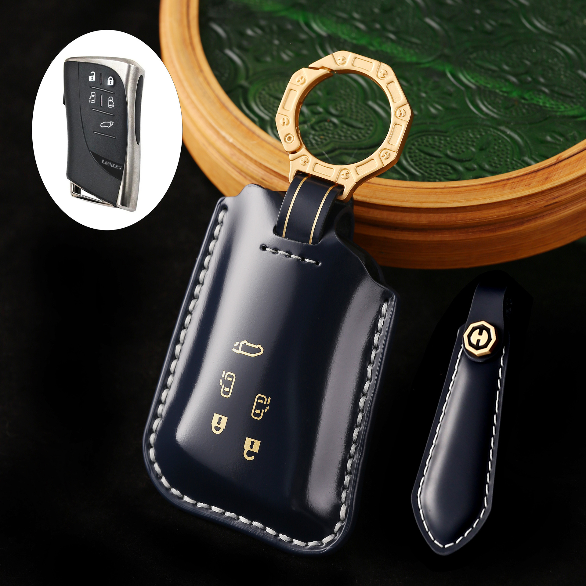 Key Fob Cover For Lexus ES,Cordovan Leather