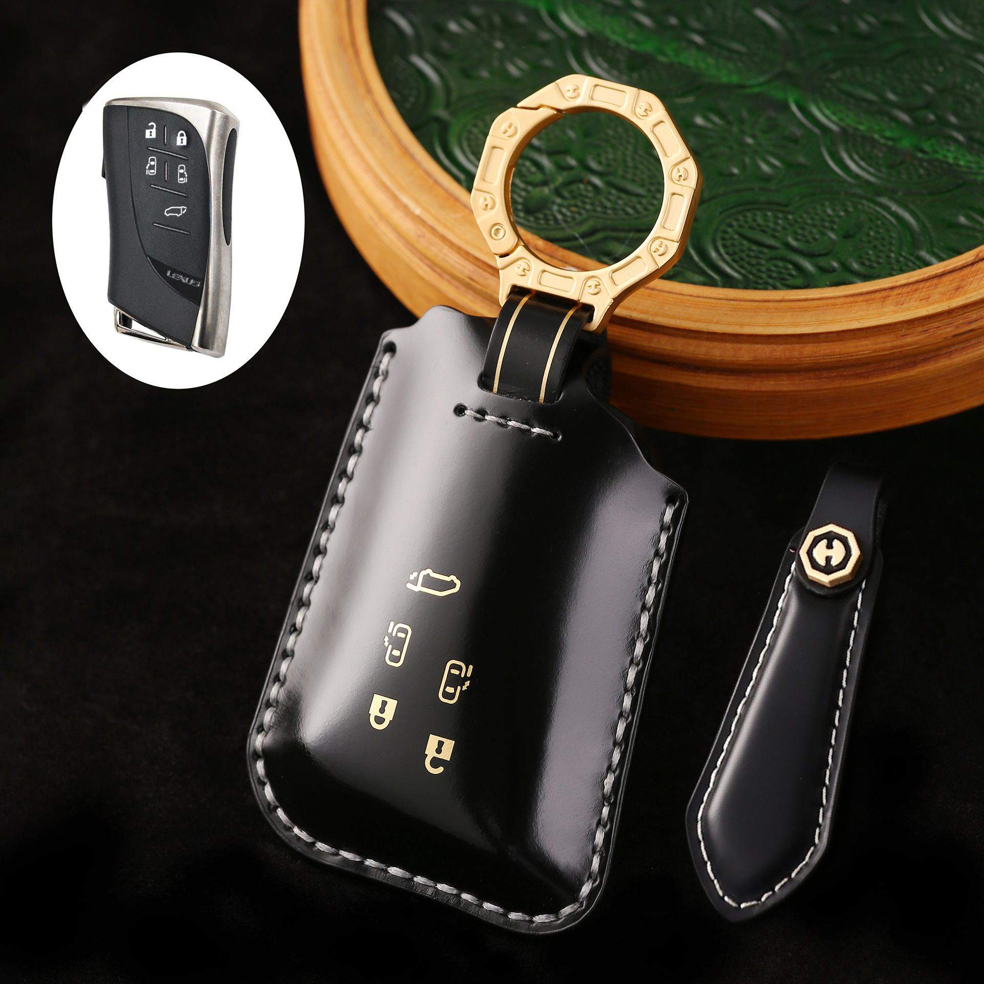Key Fob Cover For Lexus ES,Cordovan Leather