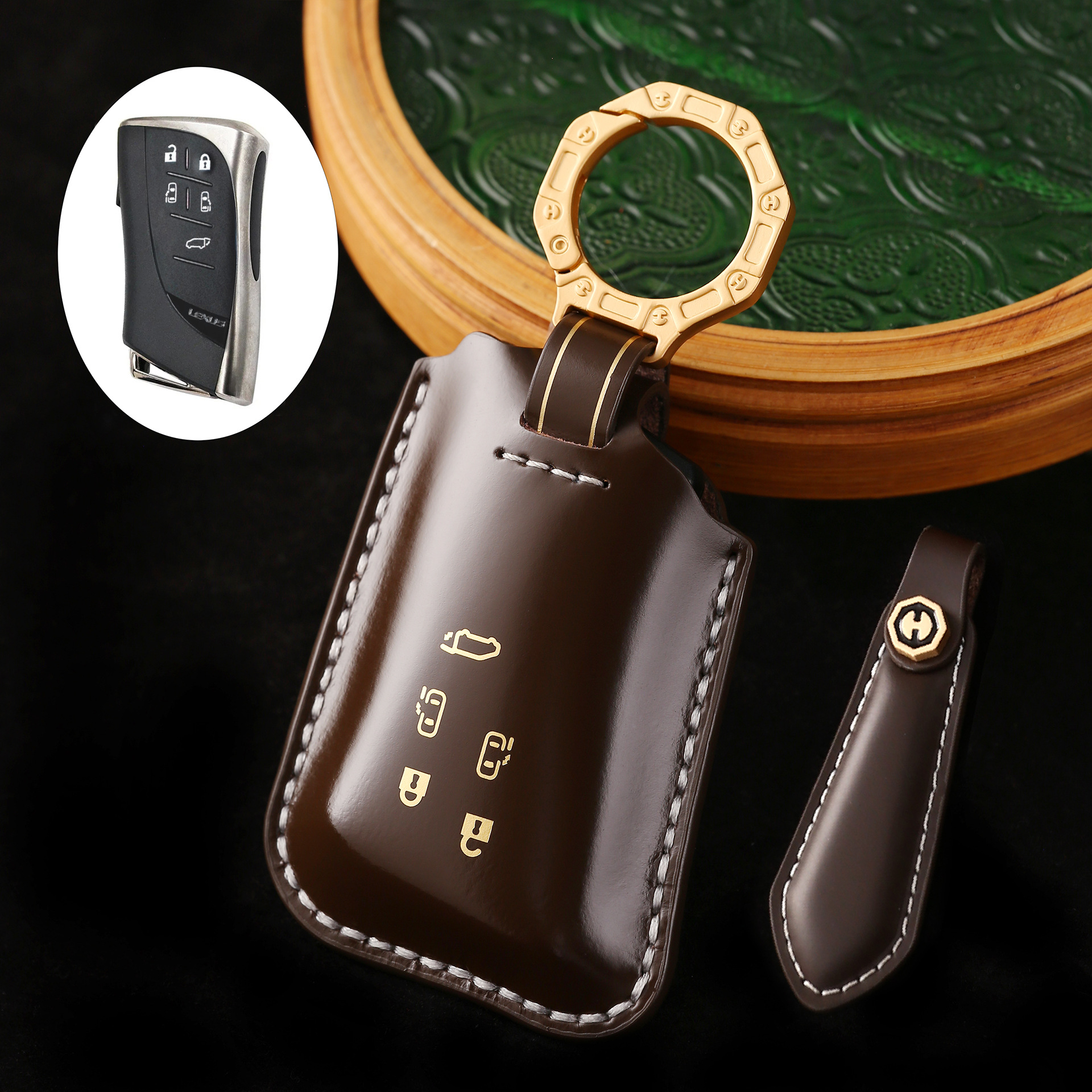 Key Fob Cover For Lexus ES,Cordovan Leather