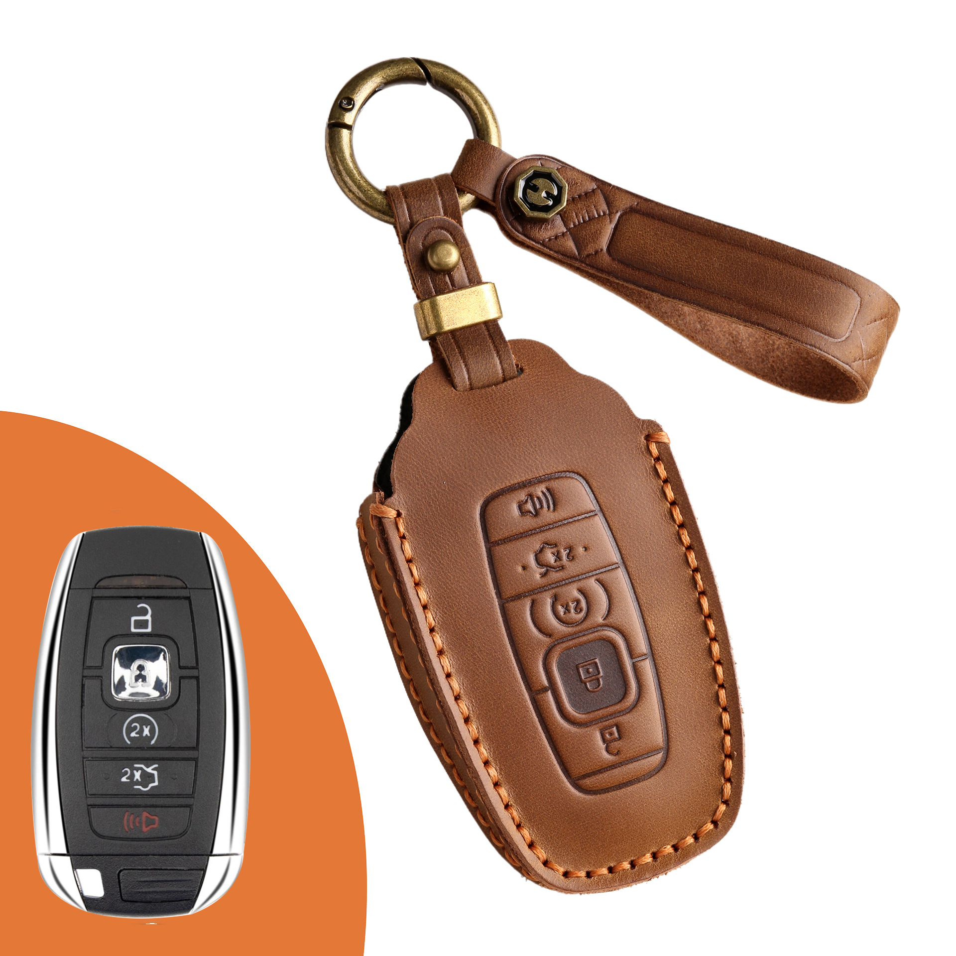 Key Fob Cover For Lincoln,Crazy Horse Leather