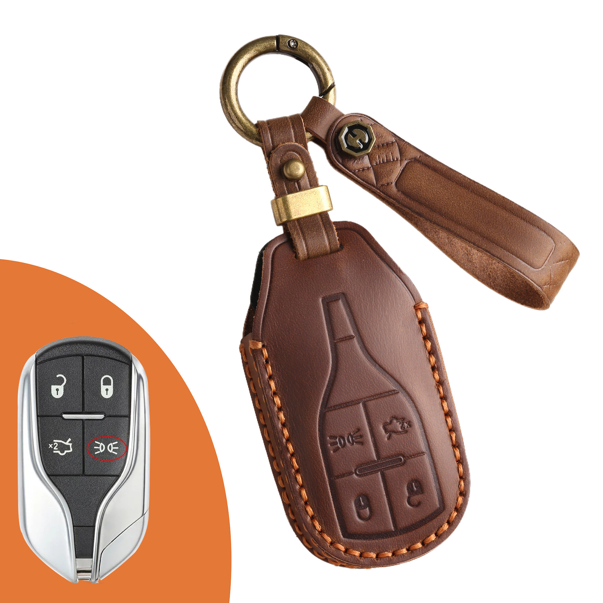 Key Fob Cover For Maserati,Crazy Horse Leather