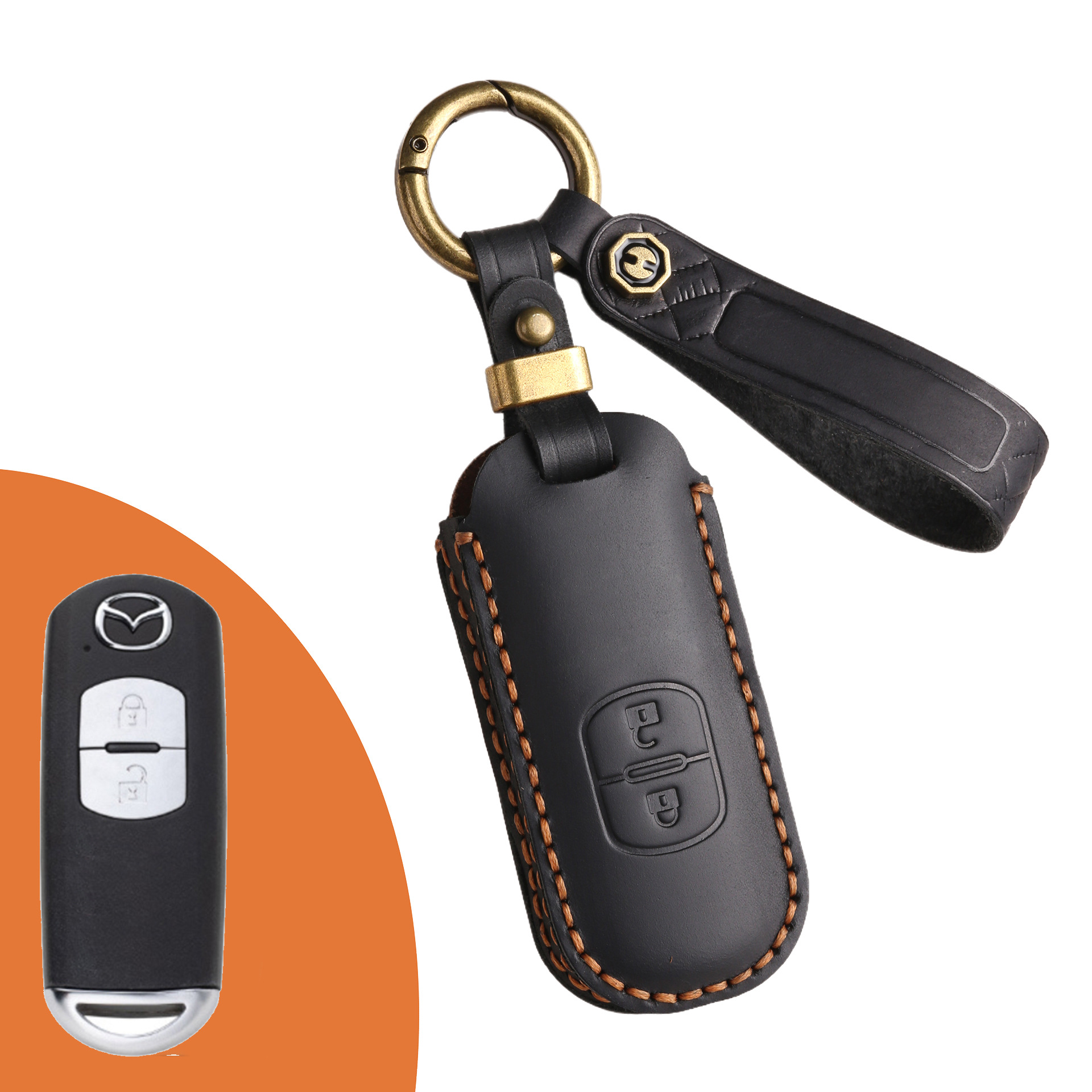 Key Fob Cover For Mazda,Crazy Horse Leather