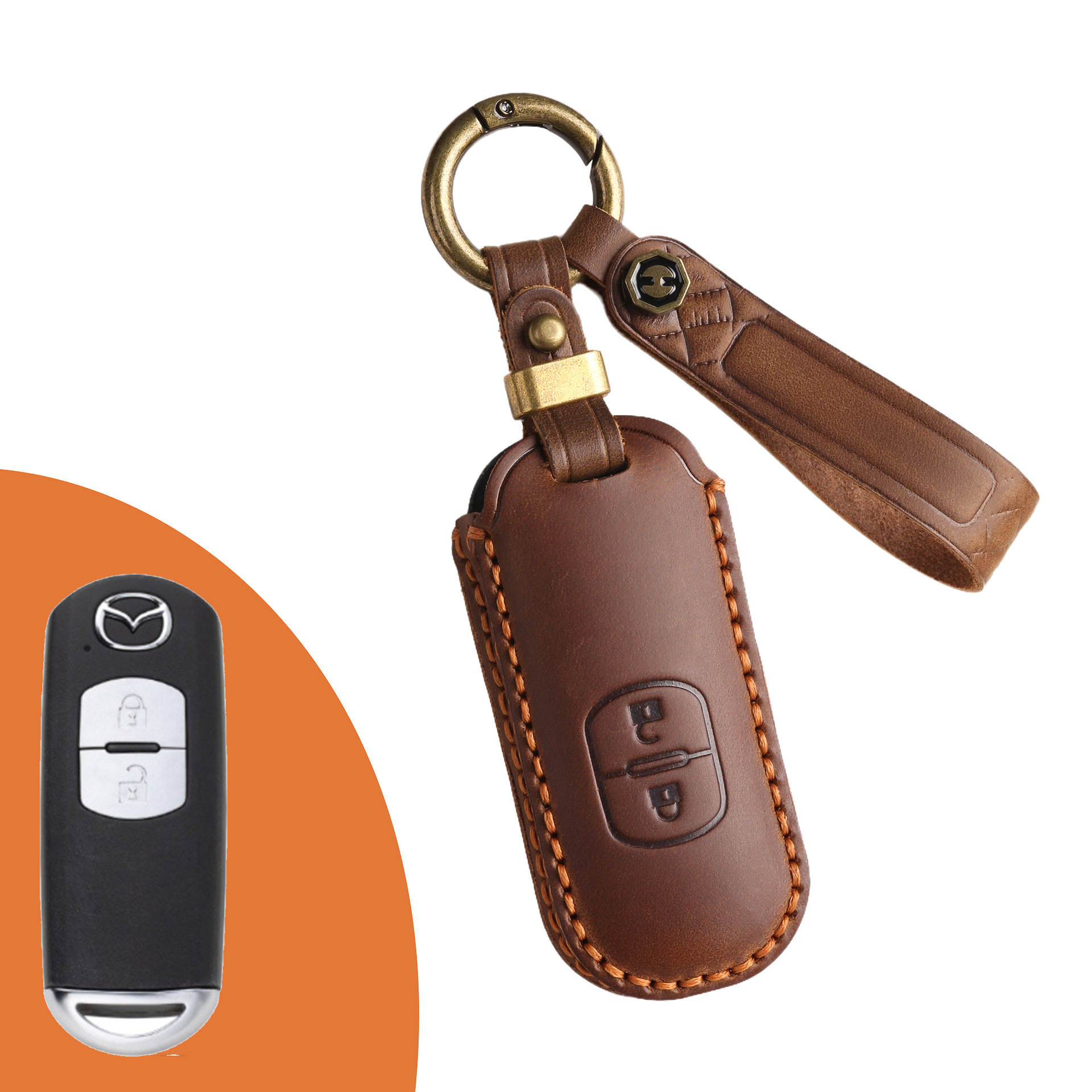 Key Fob Cover For Mazda,Crazy Horse Leather