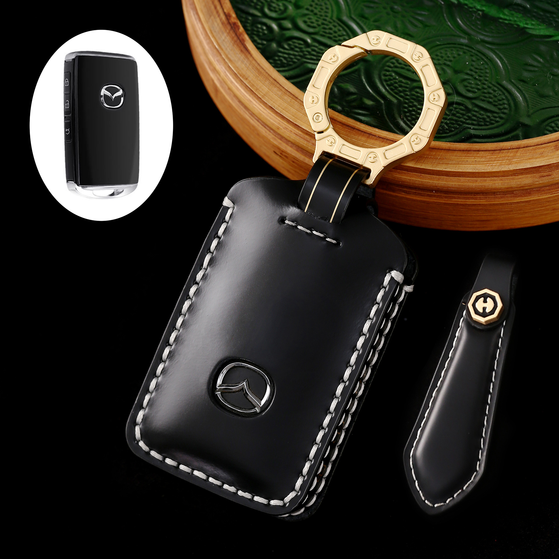 Key Fob Cover For Mazda3,Cordovan Leather