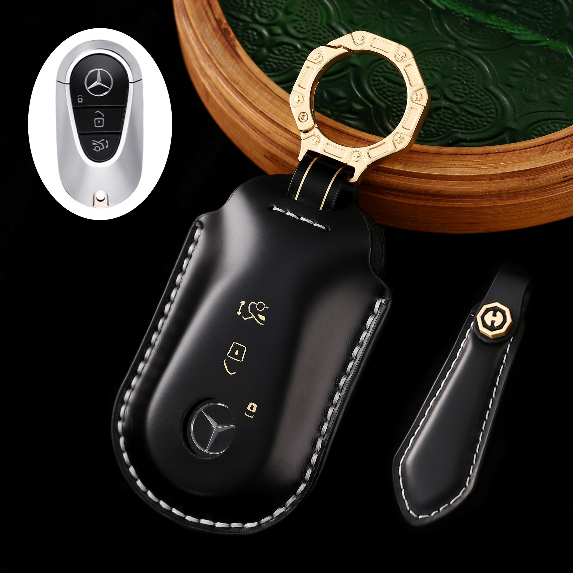 Key Fob Cover For Mercedes Benz,Cordovan Leather