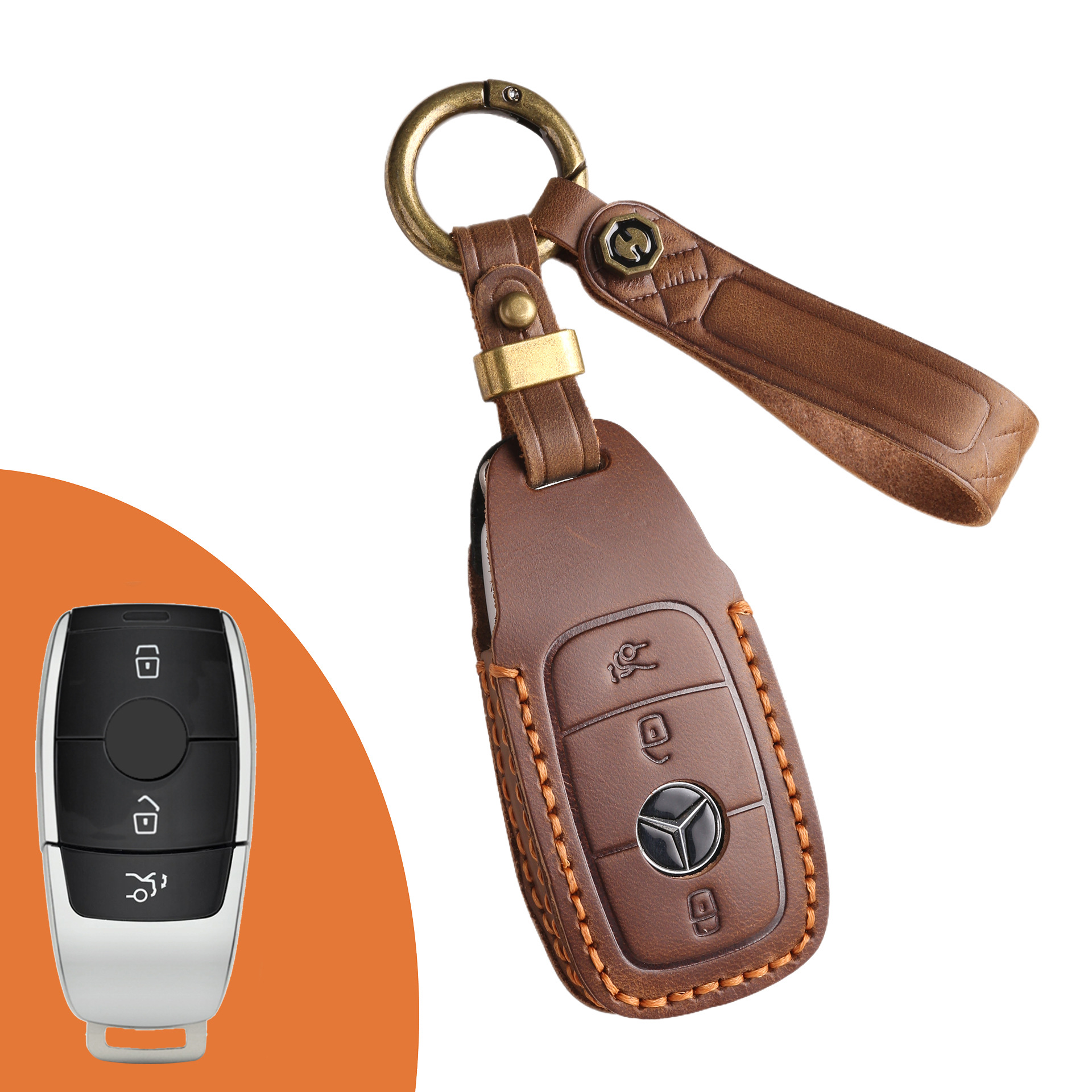 Key Fob Cover For Benz,Crazy Horse Leather